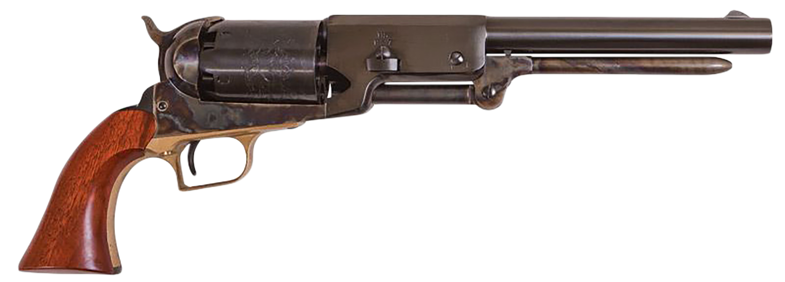 Cimarron CA020 1847 Walker Dragoon .44 Cal 5 Shot, 9" Blued Octagon/Round Steel w/Engraving Barrel, Blued Engraved Cylinder, Color Case Hardened Steel Frame w/Slim Walnut Grip