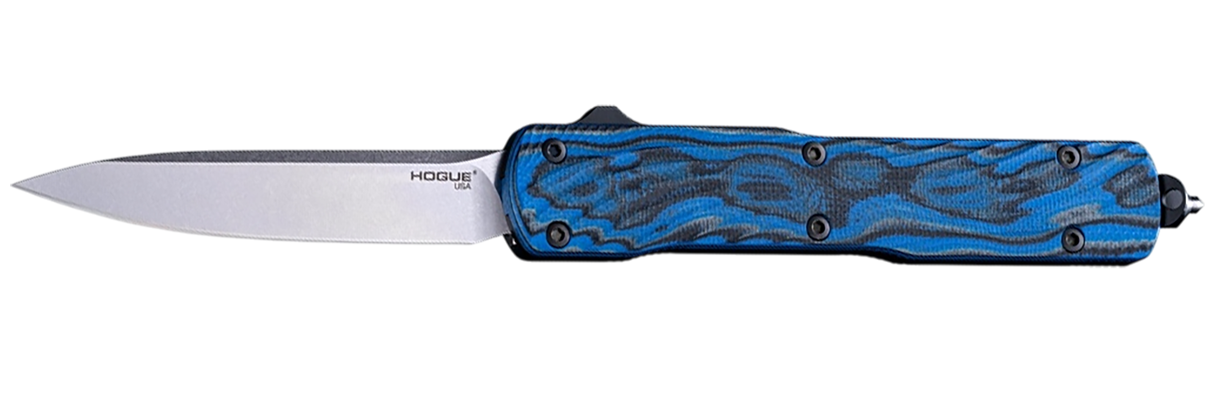 Hogue 34873 Counterstrike 3.35" OTF Drop Point Plain Stone Tumbled CPM 20V SS Blade, G-Mascus Blue Aluminum/G10 Handle