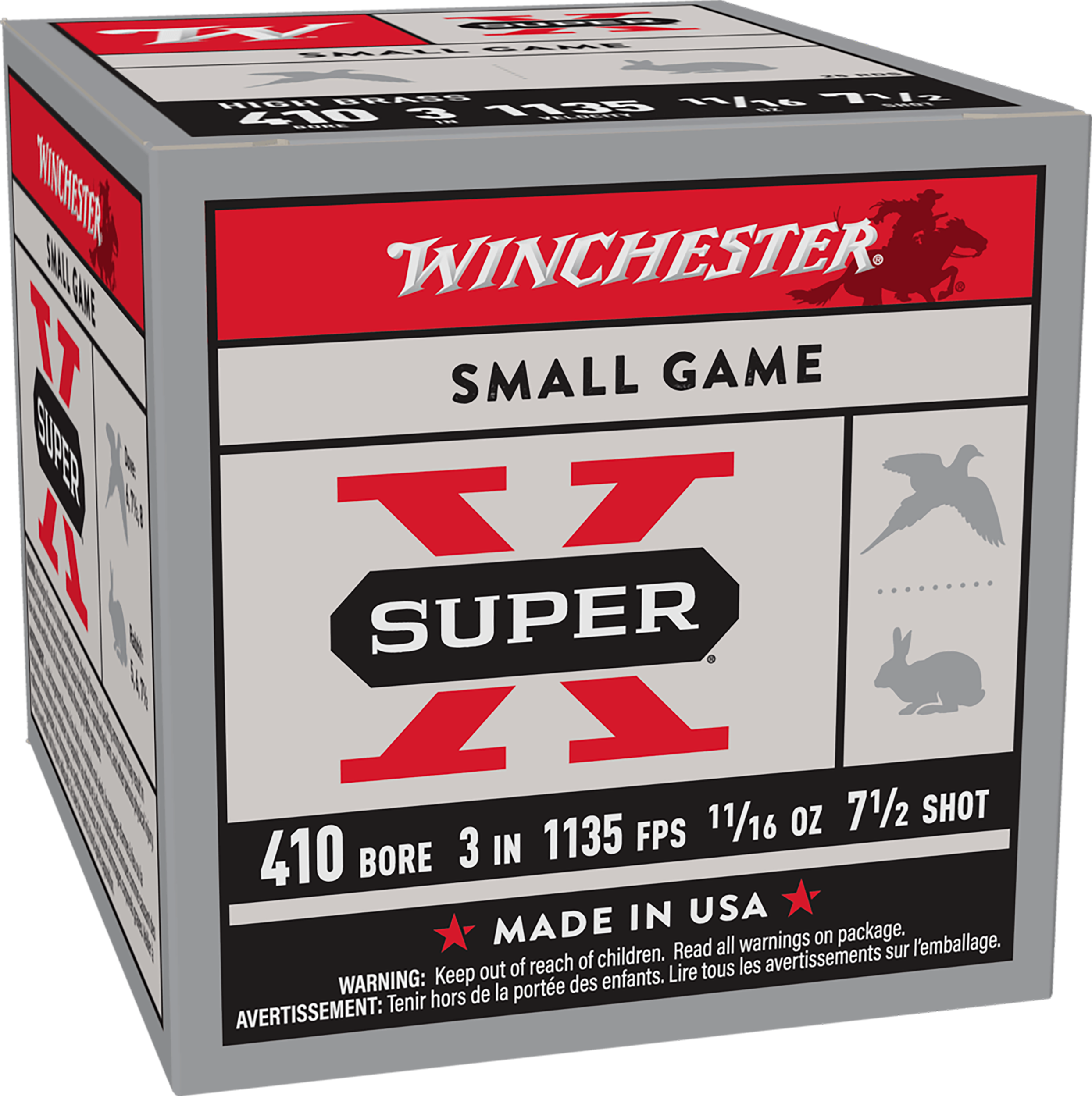 Winchester Ammo X4137 Super X Heavy Game Load High Brass 410Gauge 3" 11/16oz 7.5Shot 25 Per Box/10 Case