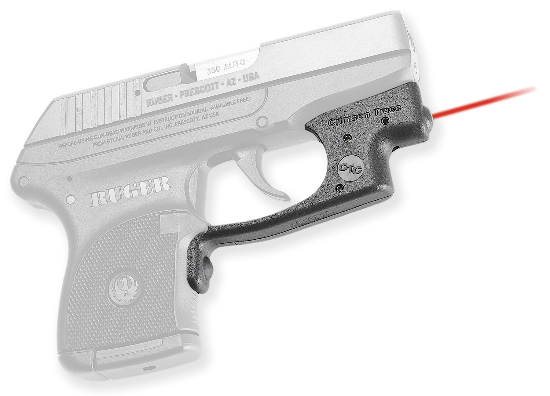Crimson Trace 0122501 Laserguard  Fits Ruger LCP (Except Gen II LCP), Red Laser Black Polymer Trigger Guard Mount