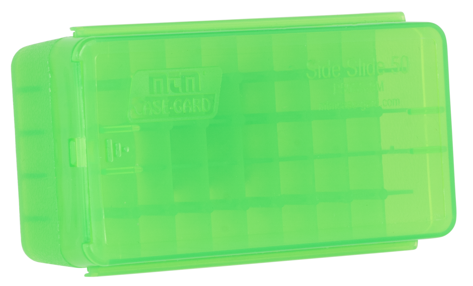 MTM Case-Gard P50SS9M16 Side-Slide Ammo Box Multi-Caliber Handgun Clear Green Plastic 50rd