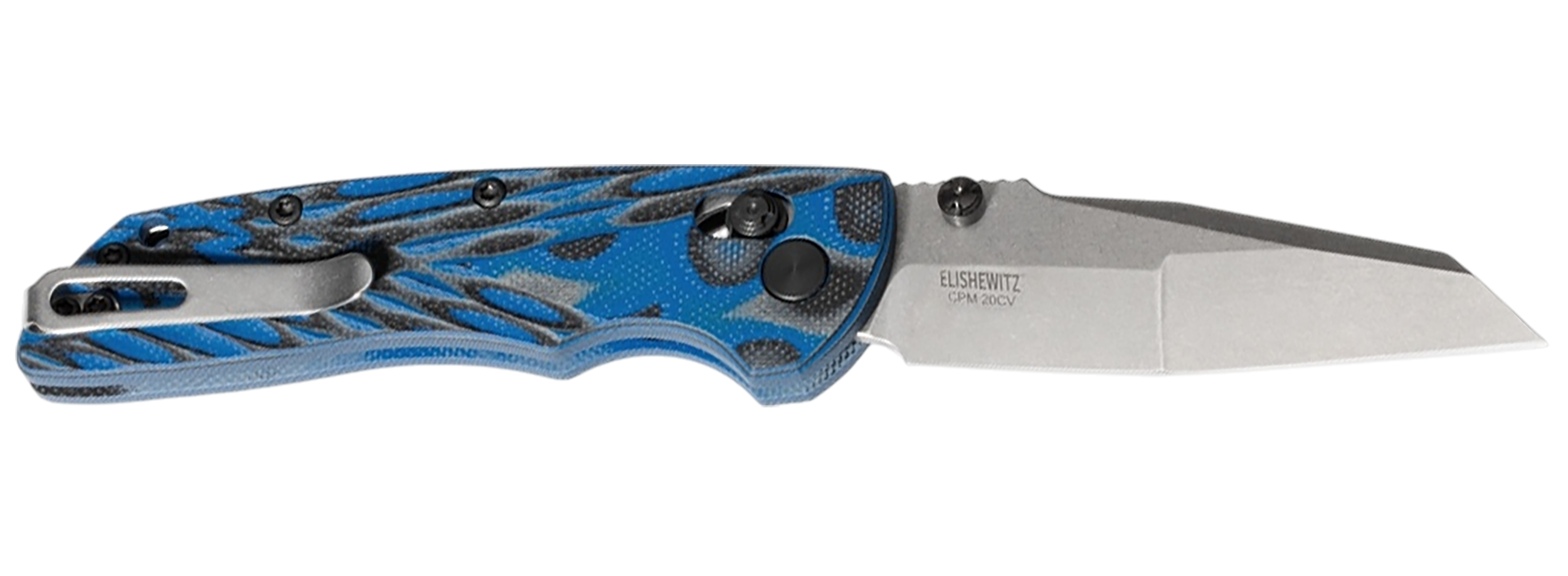 Hogue 24263 Deka 3.25" Folding Modified Wharncliffe Plain Stone Tumbled CPM 20V SS Blade, G-Mascus Blue GRN Handle