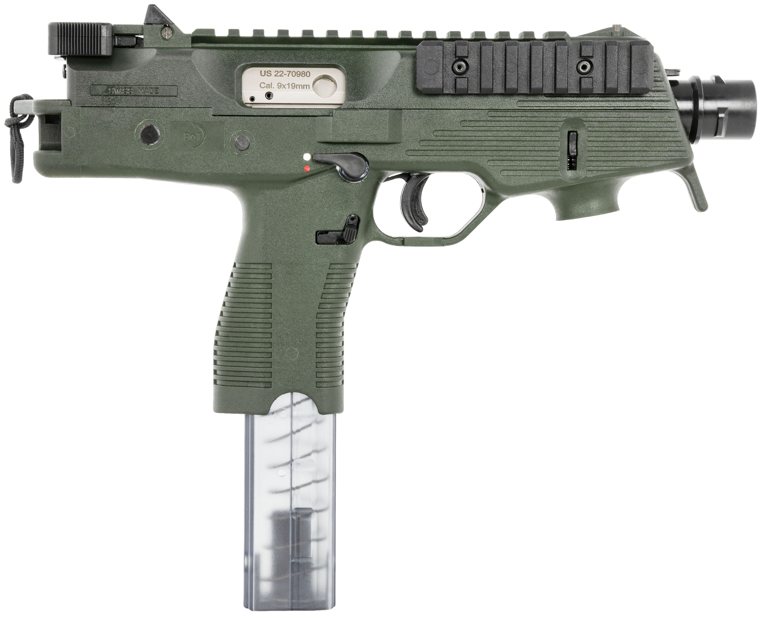 B&T Firearms 30105NUSOD TP9  9mm Luger 30+1 5.10", OD Green, Polymer Frame/Grip, No Brace, Iron Sights