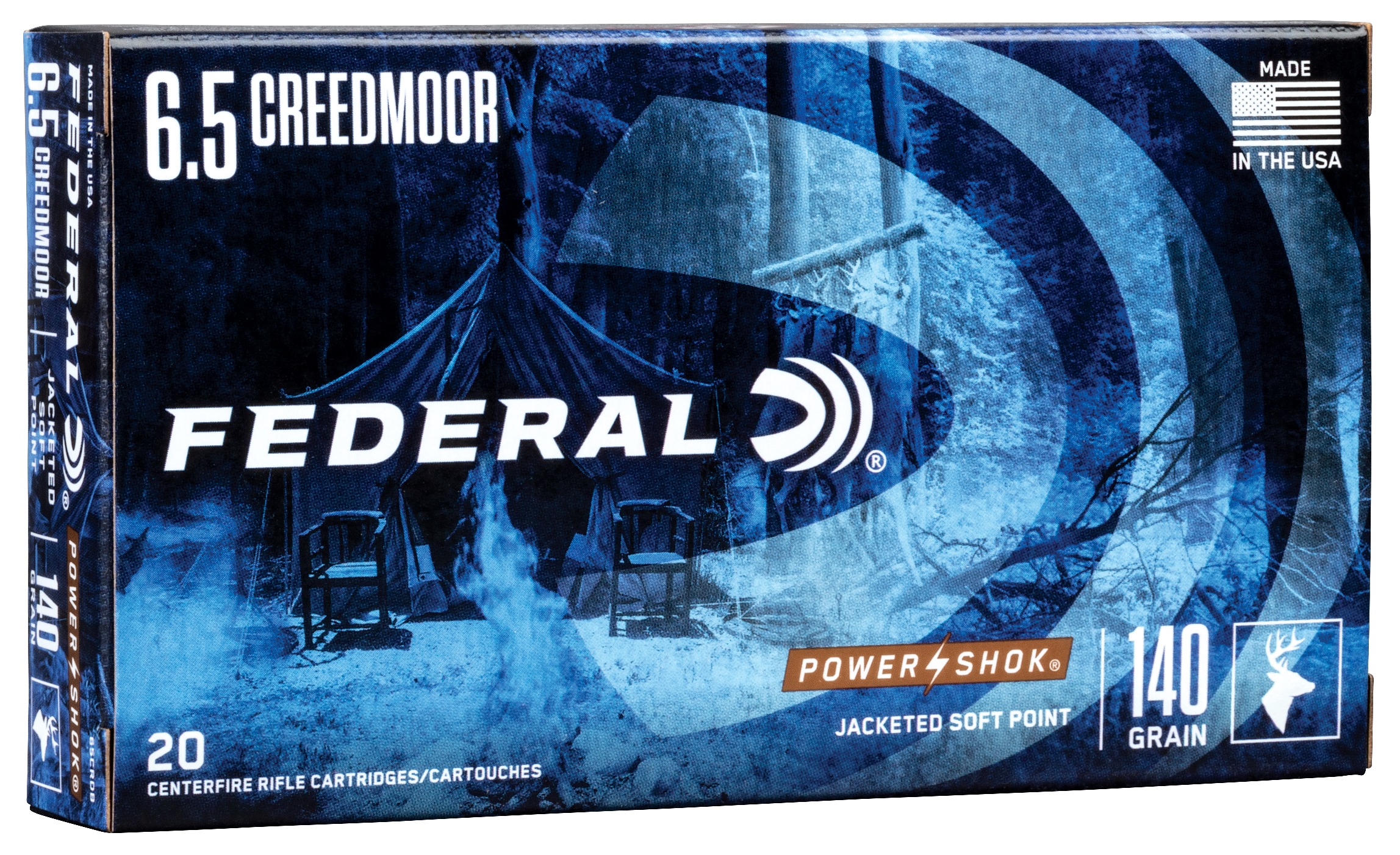 Federal 65CRDB Power-Shok  6.5Creedmoor 140gr Jacketed Soft Point 20 Per Box/10 Case