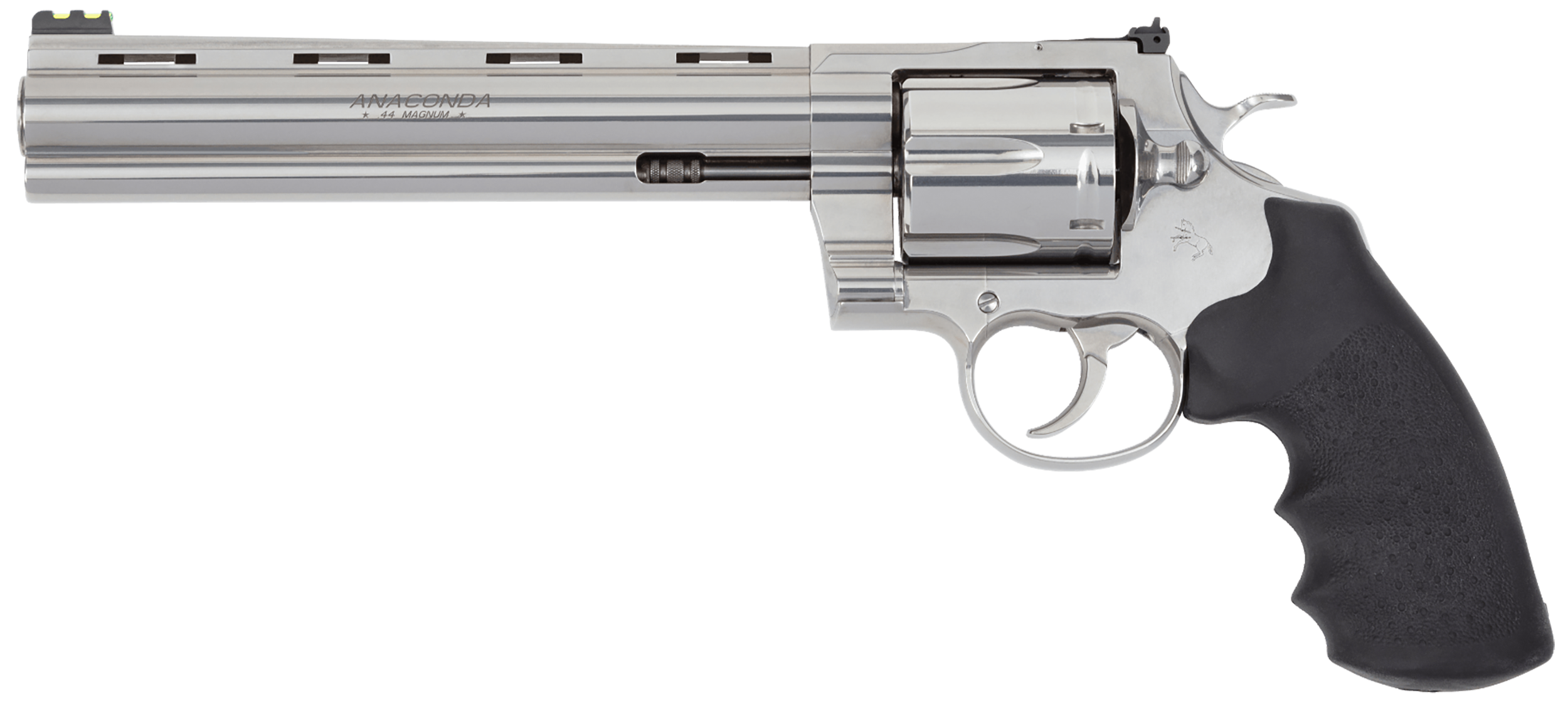 Colt Mfg ANACONDASP8RFT Anaconda Target 44 Mag 6rd 8" Stainless Vent Rib Barrel, Stainless Steel Frame Black & Rubber Grip