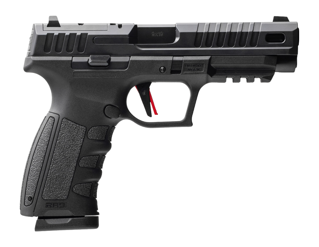 MAC 15000602 RA-9 Defense S 9mm Luger 17+1 4.75" QPQ Tenifer Cerakote Steel Lightening Cut/Optic Ready Slide, Tenifer QPQ Polymer Frame w/Picatinny Rail, Polymer Grip, RMR Footprint, Ambidextrous