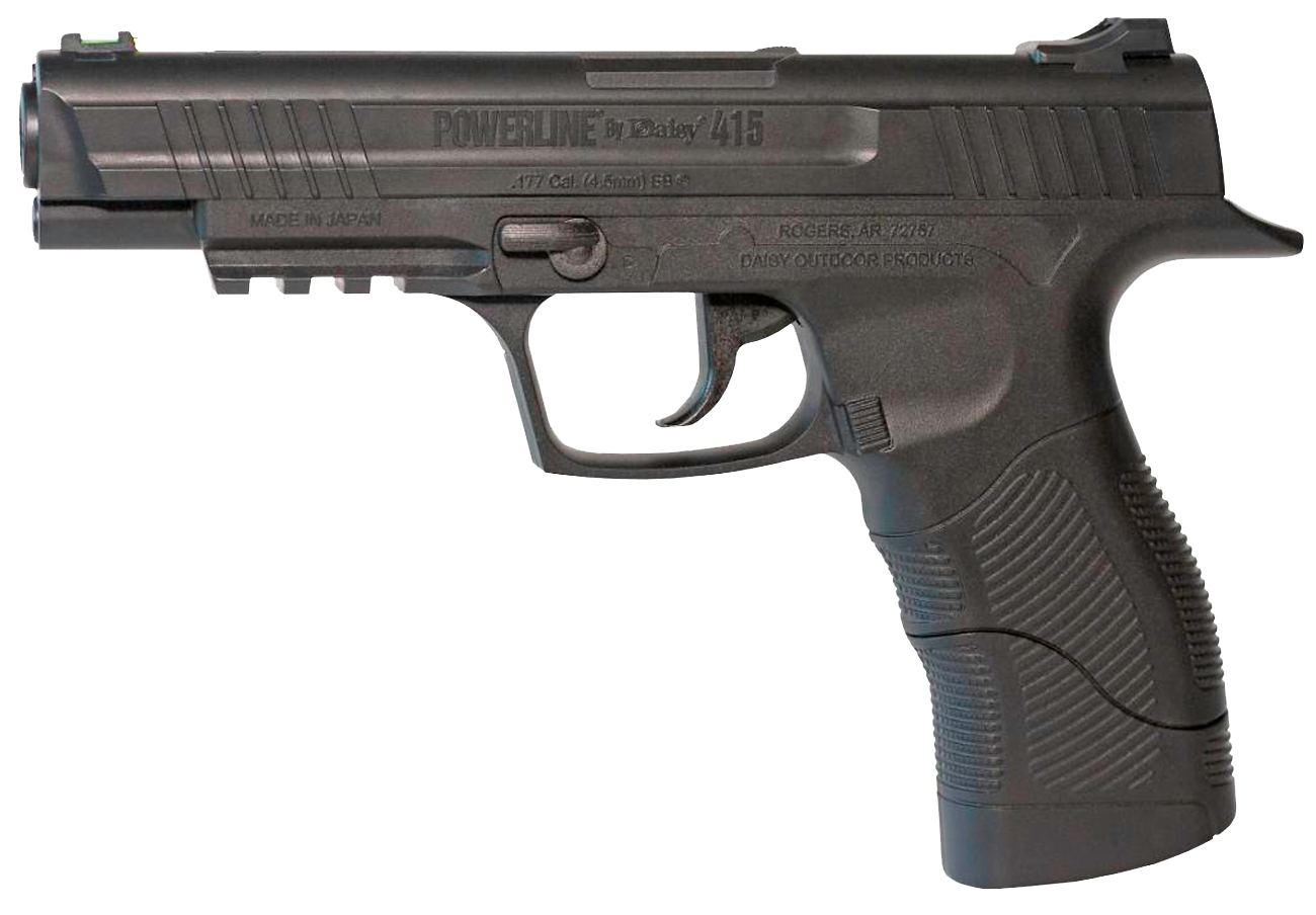 Daisy 980415222 415 Powerline CO2 177 BB Smooth Bore Steel Barrel, 21 Shot Built-In BB Magazine, Black Frame w/Accessory Rail, Checkered Polymer Grips, Manual Safety