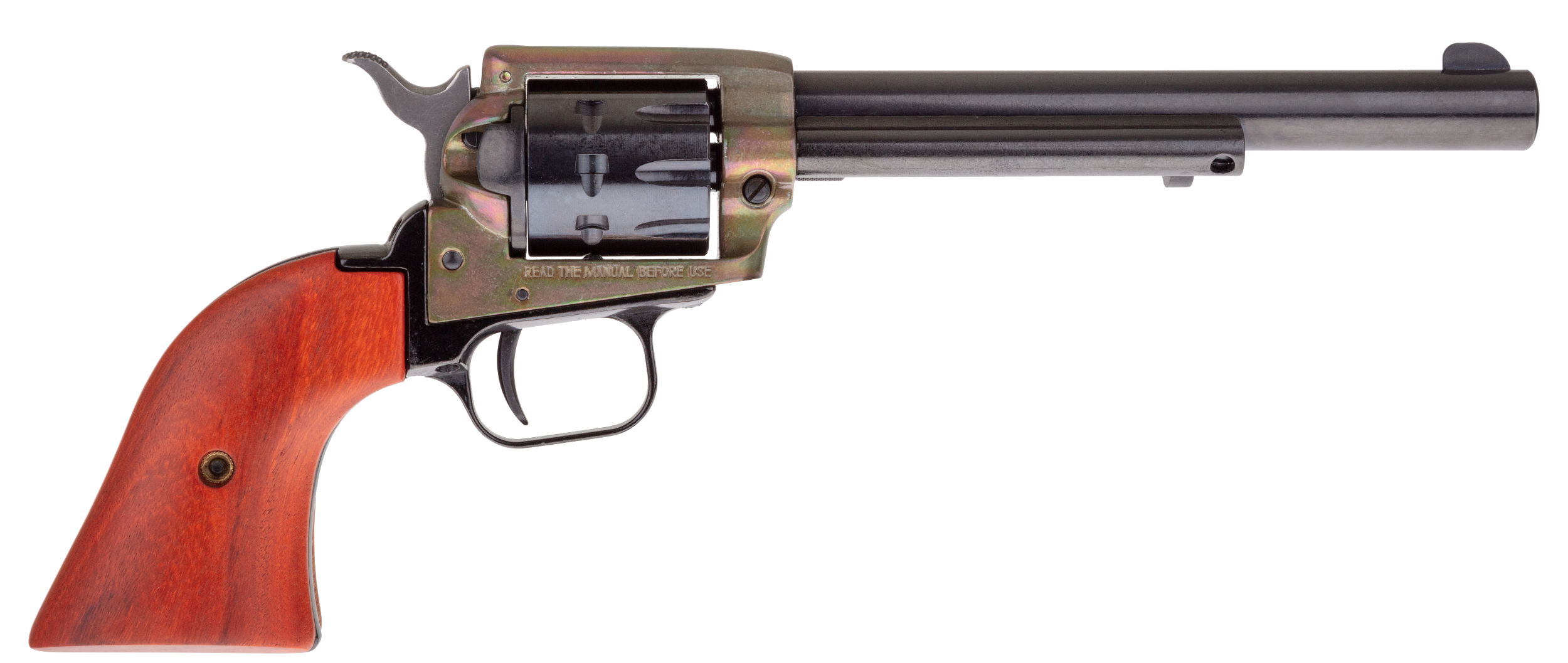 Heritage Mfg RR22999CH6 Rough Rider 22 LR 9 Shot, 6.50" Black Steel Barrel, Simulated Case Hardened Zinc Alloy Frame, Black Cylinder, Cocobolo Grip, Hammer/Thumb Safety, Exposed Hammer