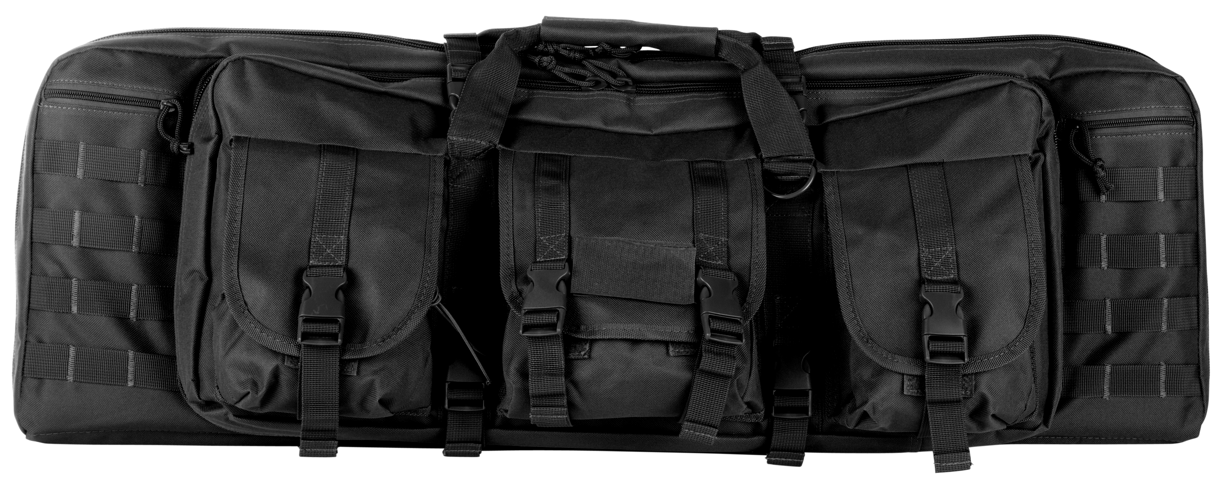 NcStar CVDC2946B42 VISM Double Carbine Case Heavy Duty PVC Nylon w/Padded Center Divider Lockable Zippers Exterior Pockets