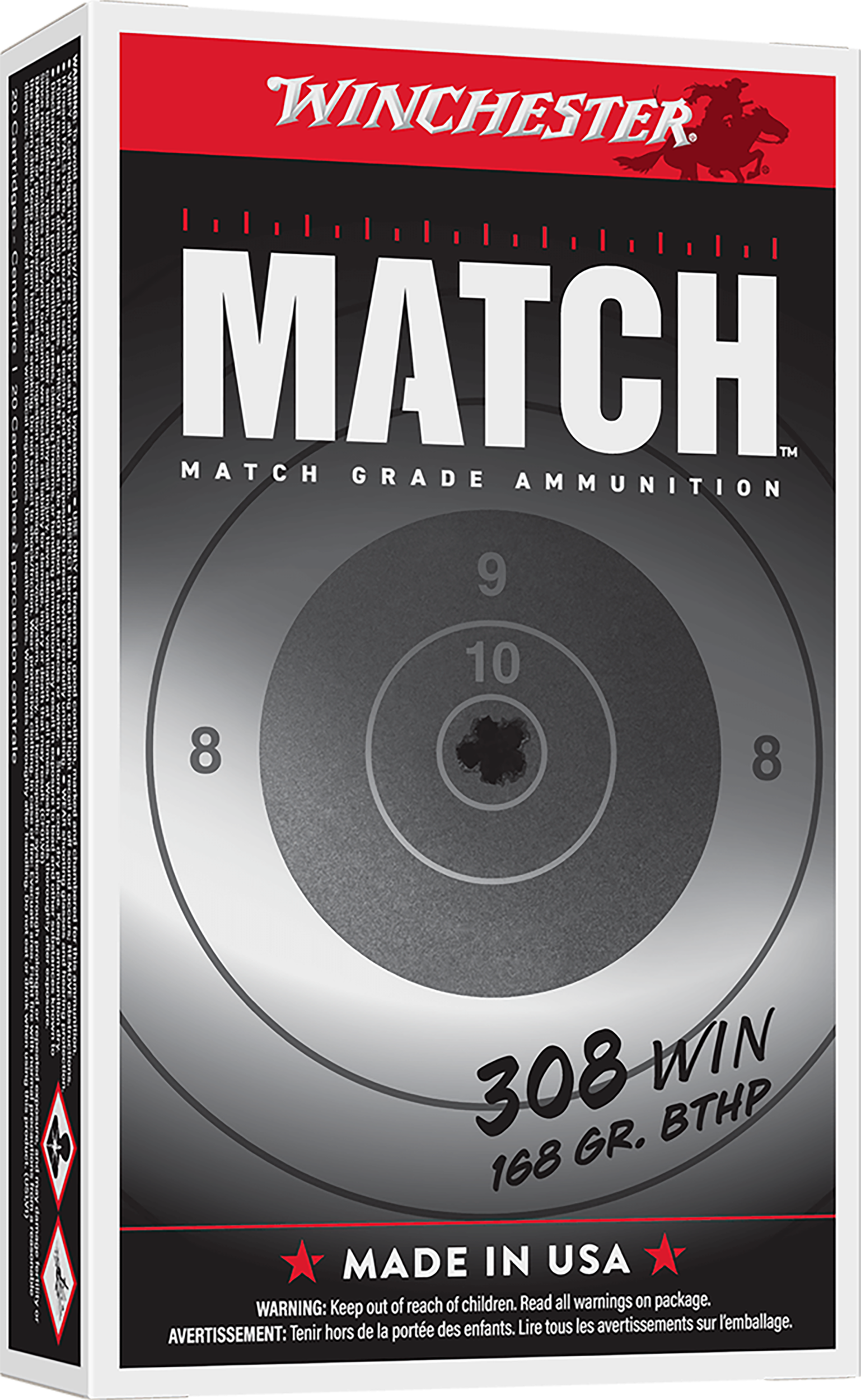 Winchester Ammo S308M Match  308Win 168gr Sierra MatchKing BTHP 20 Per Box/10 Case