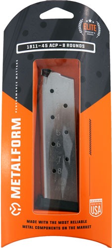 METALFORM MAGAZINE 1911 GOVT. 45ACP 8RD S/S REMOVABLE BASE
