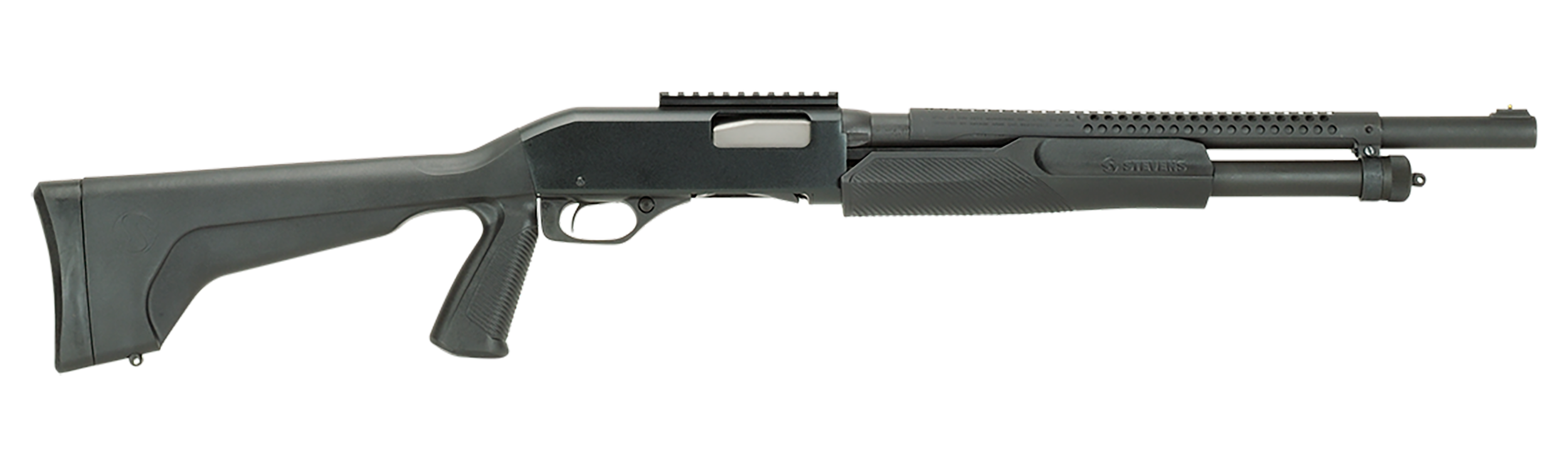 Stevens 19496 320 Security 12 Gauge 3" 5+1 18.50" Matte Black Carbon Steel Barrel, Matte Black Fixed Pistol Grip Stock, Ambidextrous 1-Piece Rail Includes Fixed Cylinder Bore Choke