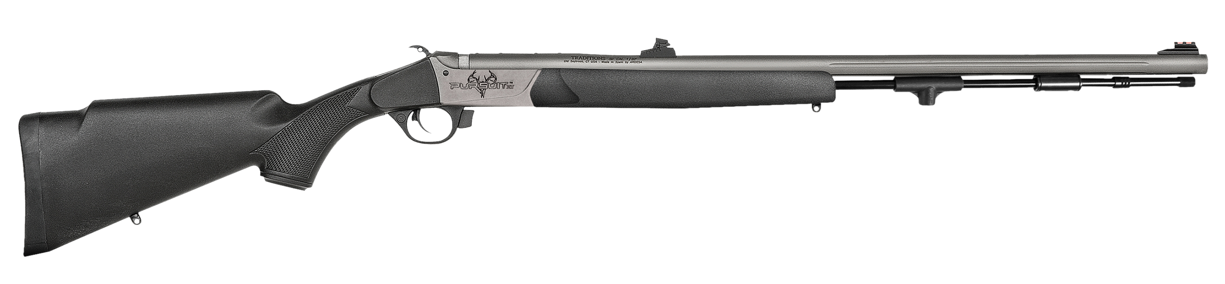 Traditions R74110440S Pursuit XT 50 Cal 209 Primer 26" Stainless Cerakote Black Synthetic Stock Includes Williams Fiber Optic Sights
