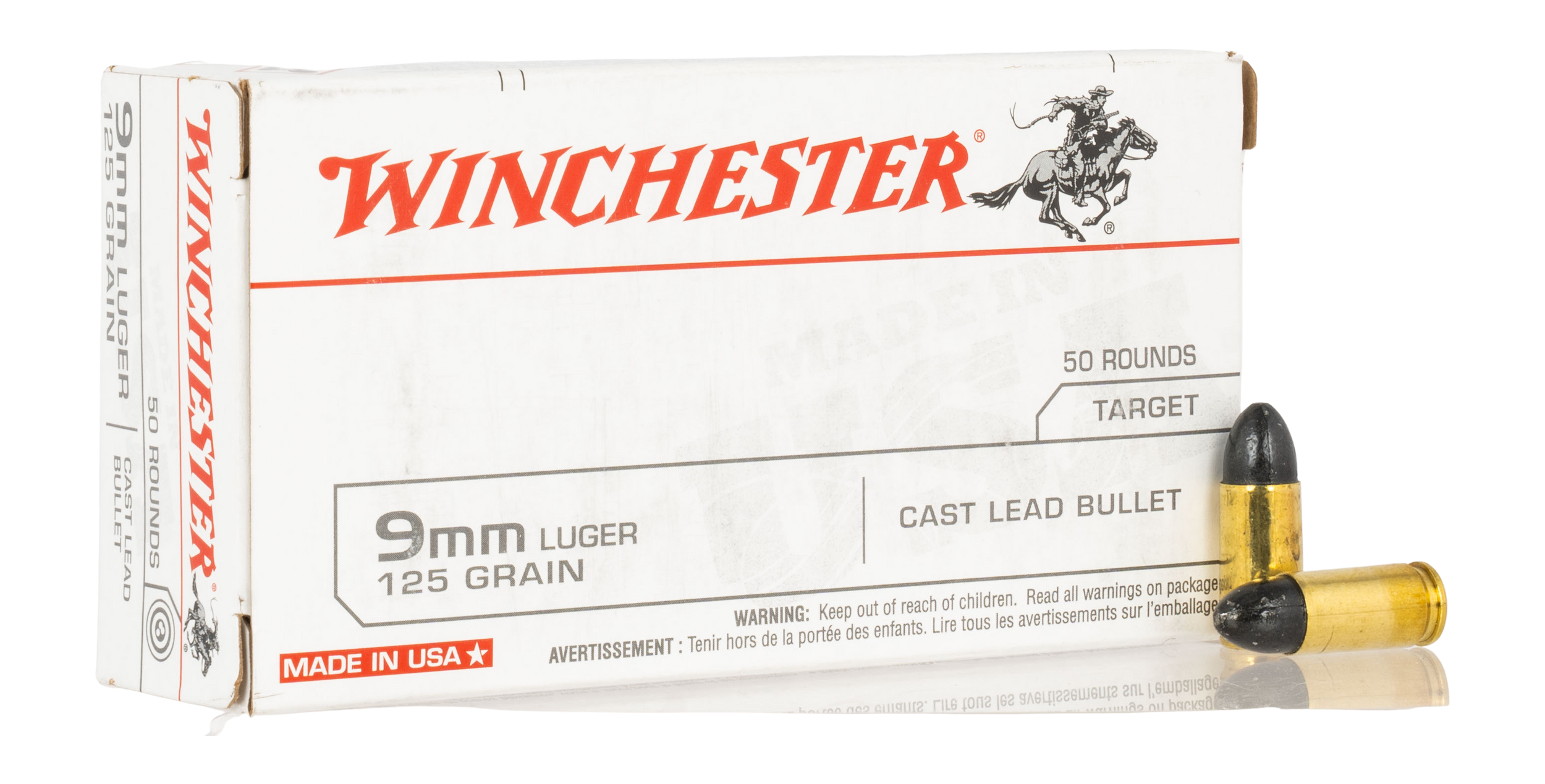Winchester USA Target 9mm 125gr LRN 50rd Box