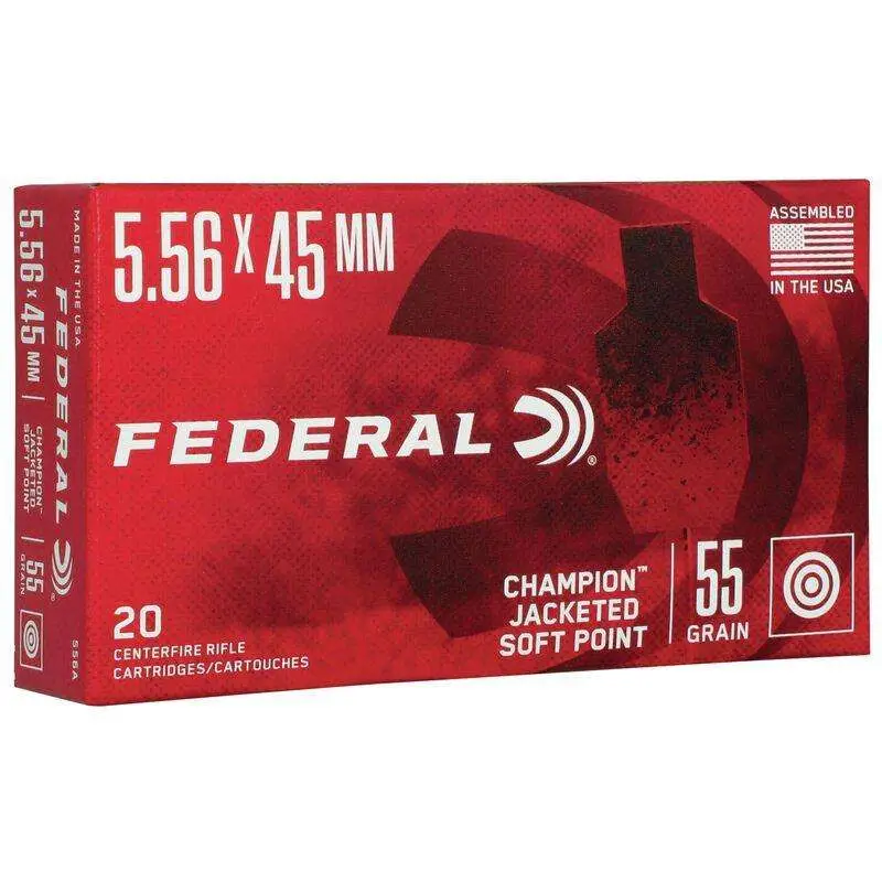FEDERAL 556X45 55G CHAMPION JACKETED SOFT POINT 20RD BX 500RD CS