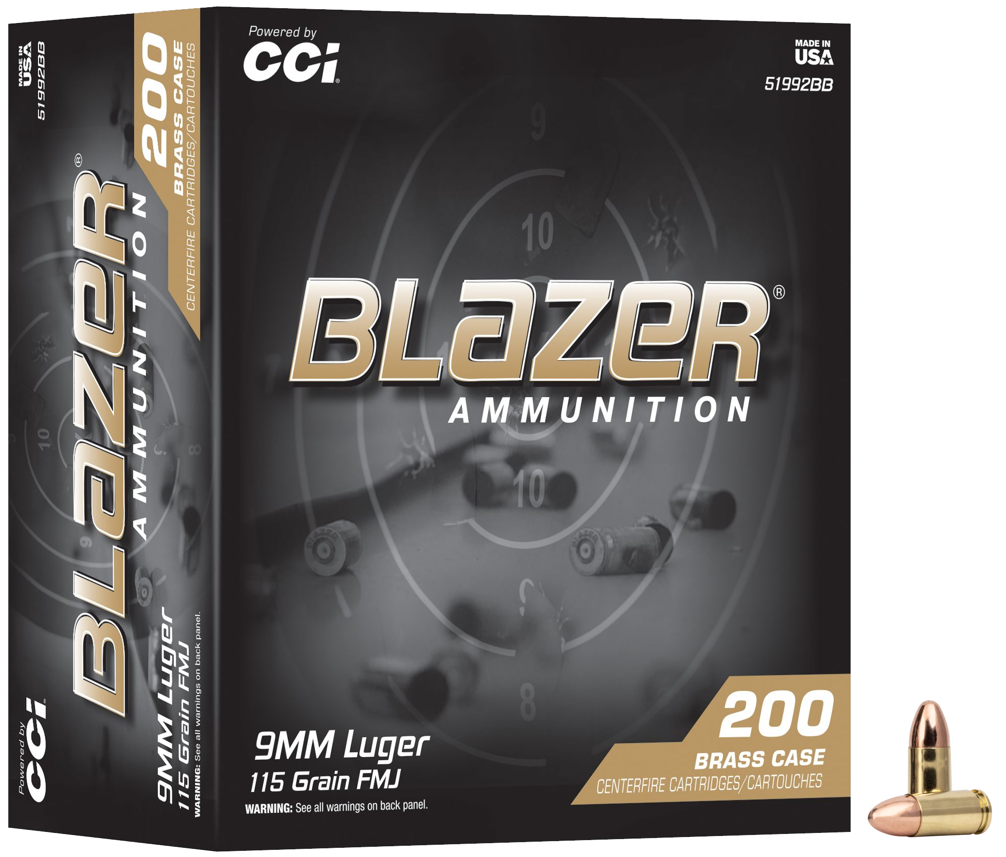 CCI 51992BB BLAZER BRASS 9MM 115GR 200/5