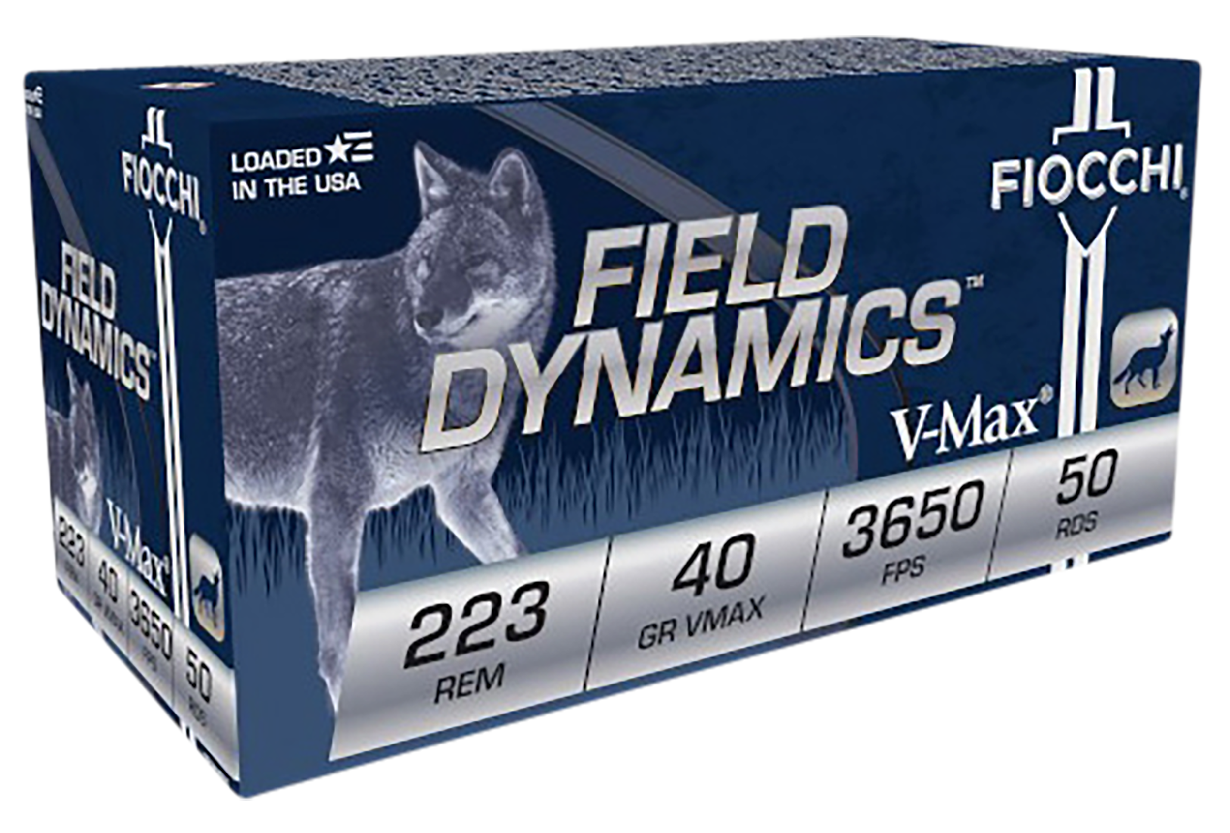 Fiocchi 223HVB50 Field Dynamics  223Rem 40gr Hornady V Max 50 Per Box/20 Case