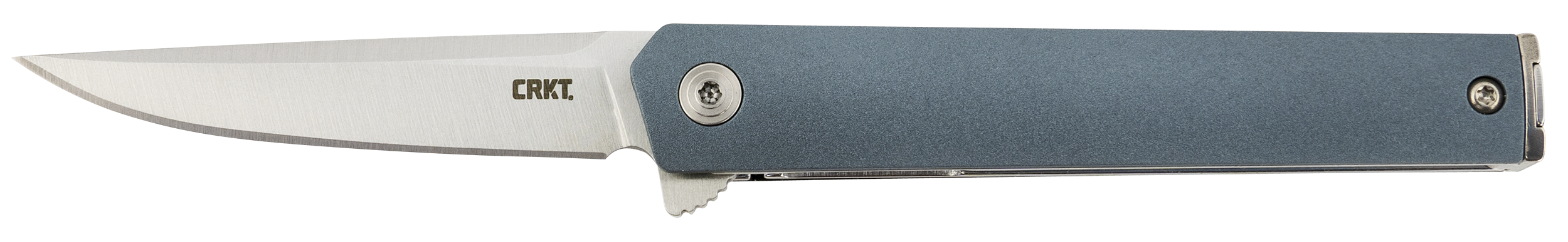 CRKT 7095 CEO  Compact 2.61" Folding Plain Satin 4116 SS Blade, Blue GRN Handle, Includes Pocket Clip