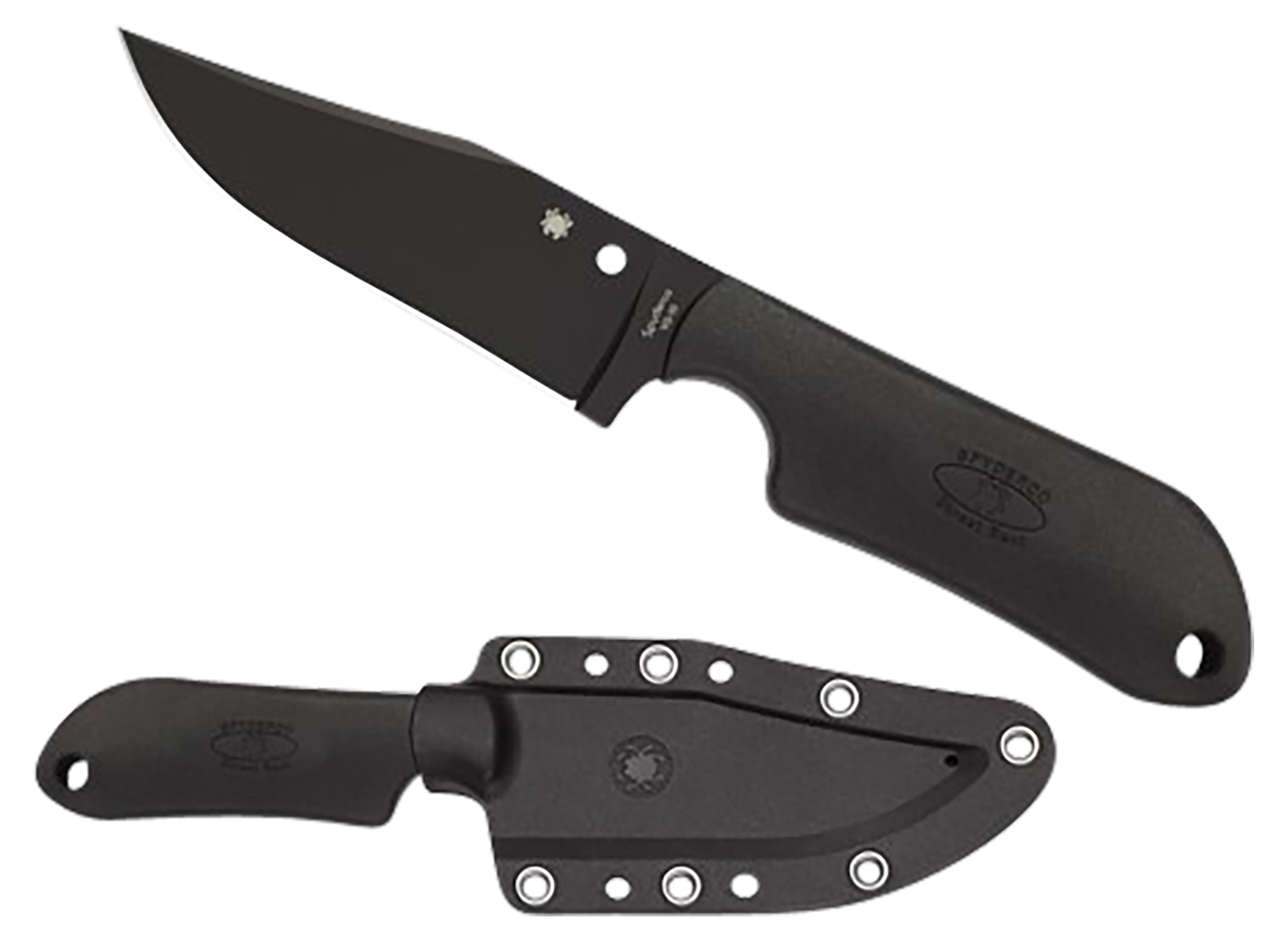 Spyderco FB15PBBK Street Beat  3.51" Fixed Bowie Plain Black DLC VG-10 SS Blade/Black Textured FRN Handle
