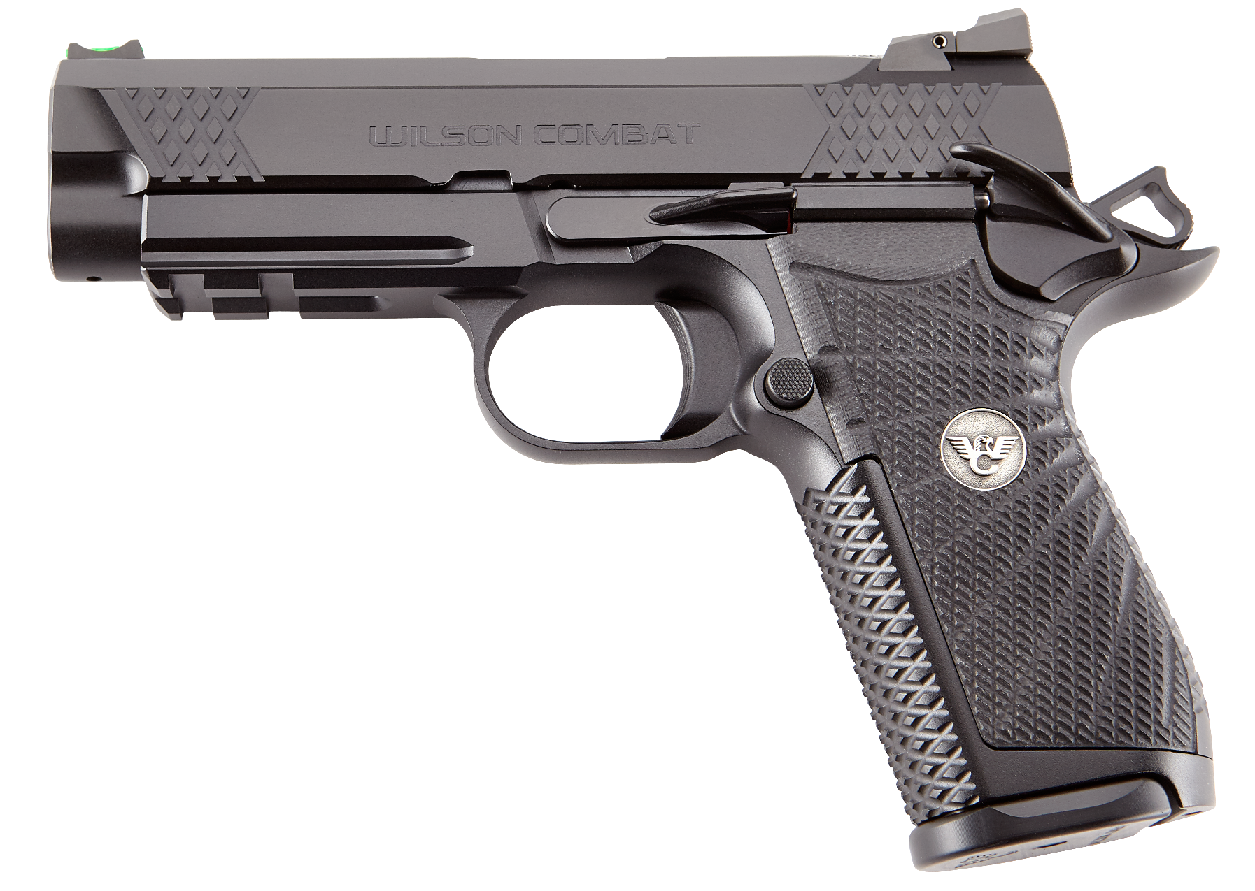 Wilson Combat EDCXCPR9 EDC X9 9mm Luger 15+1 4" Stainless Fluted Barrel, Black DLC Serrated Stainless Steel Slide, Black Armor-Tuff Aluminum with Picatinny Rail & Beavertail, Black G10 Starburst Grip