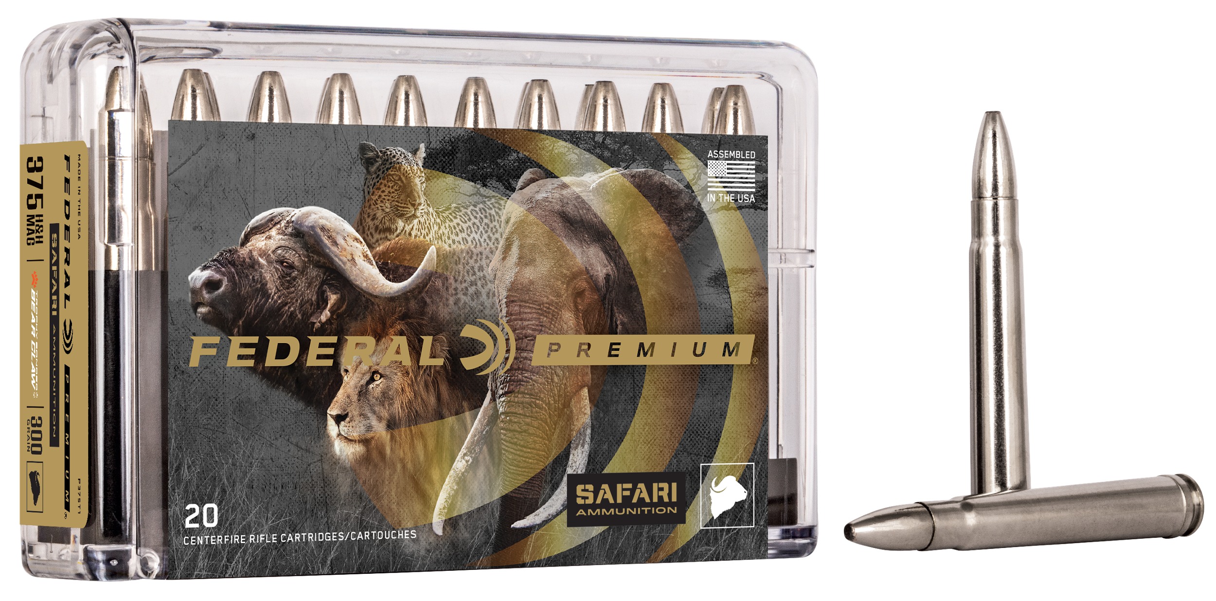 Federal P375T1 Premium Safari Cape-Shok 375H&HMag 300gr Trophy Bonded Bear Claw 20 Per Box/10 Case