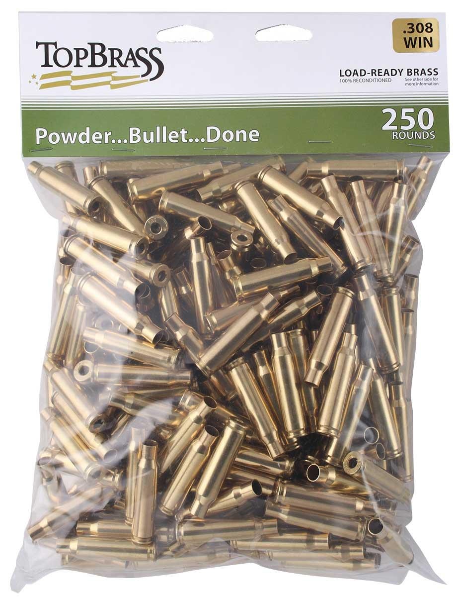 Top Brass Unprimed Remanufactured Rifle Brass .308 Win Grade A+ 250/ct