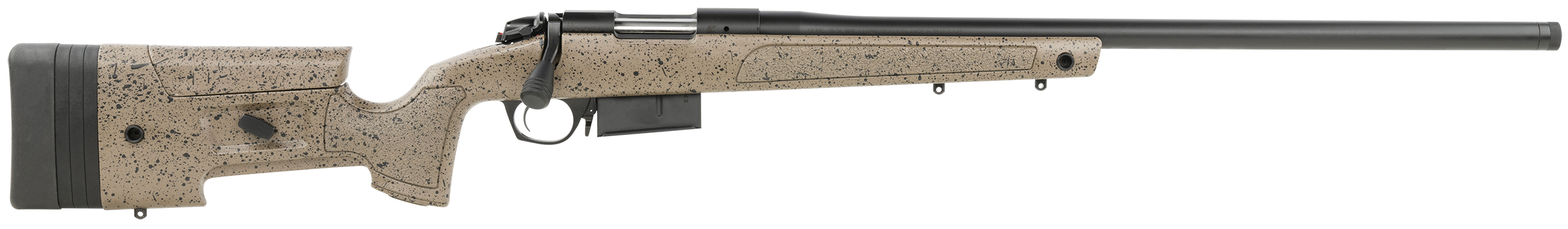 Bergara Rifles B14S359C B-14 HMR 6.5 PRC 3+1 24" Graphite Black Cerakote Barrel, Black Speckled Brown Molded w/Mini-Chassis, Adjustable LOP & Cheek Piece Stock