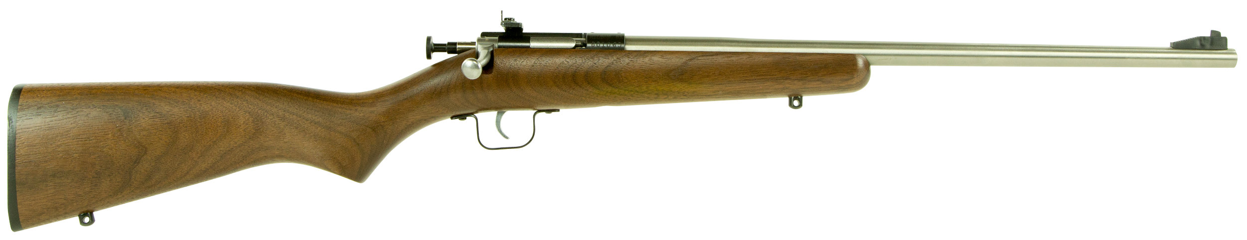 Crickett KSA3238 Youth  22 LR 1rd 16.12" Stainless Steel Barrel, Fixed Front/Adjustable Rear Peep Sights, Walnut Stock w/11.5" LOP, Rebounding Firing Pin Safety