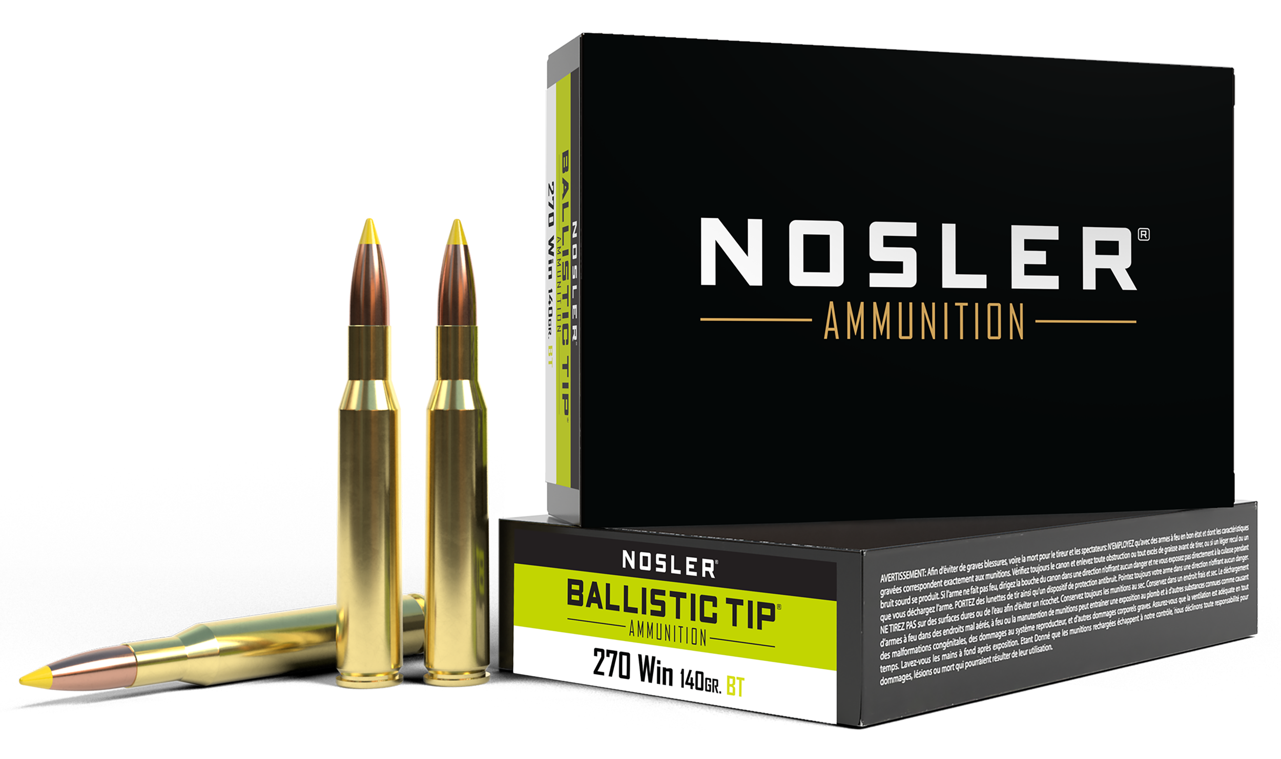 Nosler 40055 Ballistic Tip  270Win 140gr Spitzer Ballistic Tip 20 Per Box/10 Case