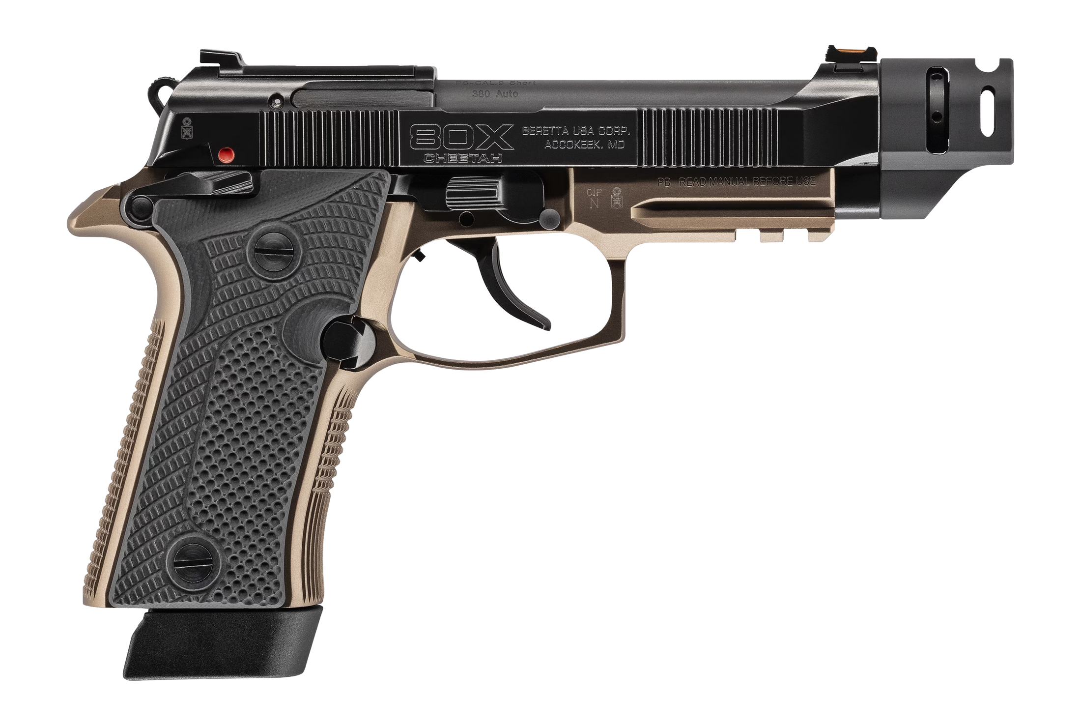 Beretta USA J80XTACLED10 80X Cheetah Tactical Urban Micro-Compact Frame 380 ACP 10+1 4.40" Threaded Barrel, Optic Ready/Serrated Slide, Steel Frame w/Picatinny Rail, Vertec Grip