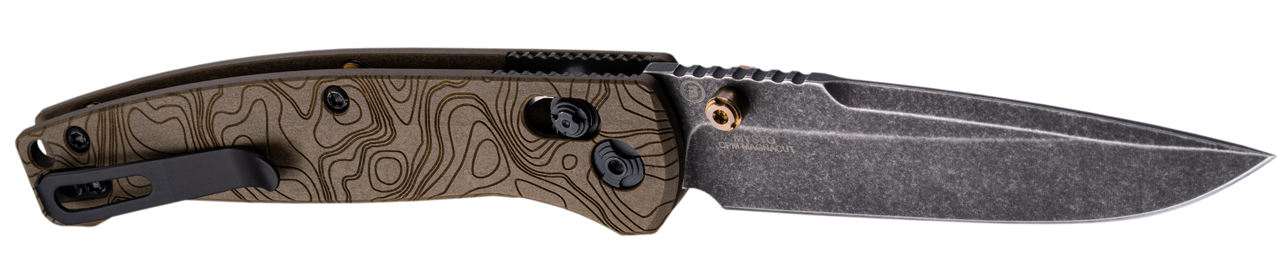 Hogue 24453 Mysto  3.40" Folding Drop Point Plain Black Stonewashed CPM MagnaCut Steel Blade, Maple Valley Richlite Black Handle