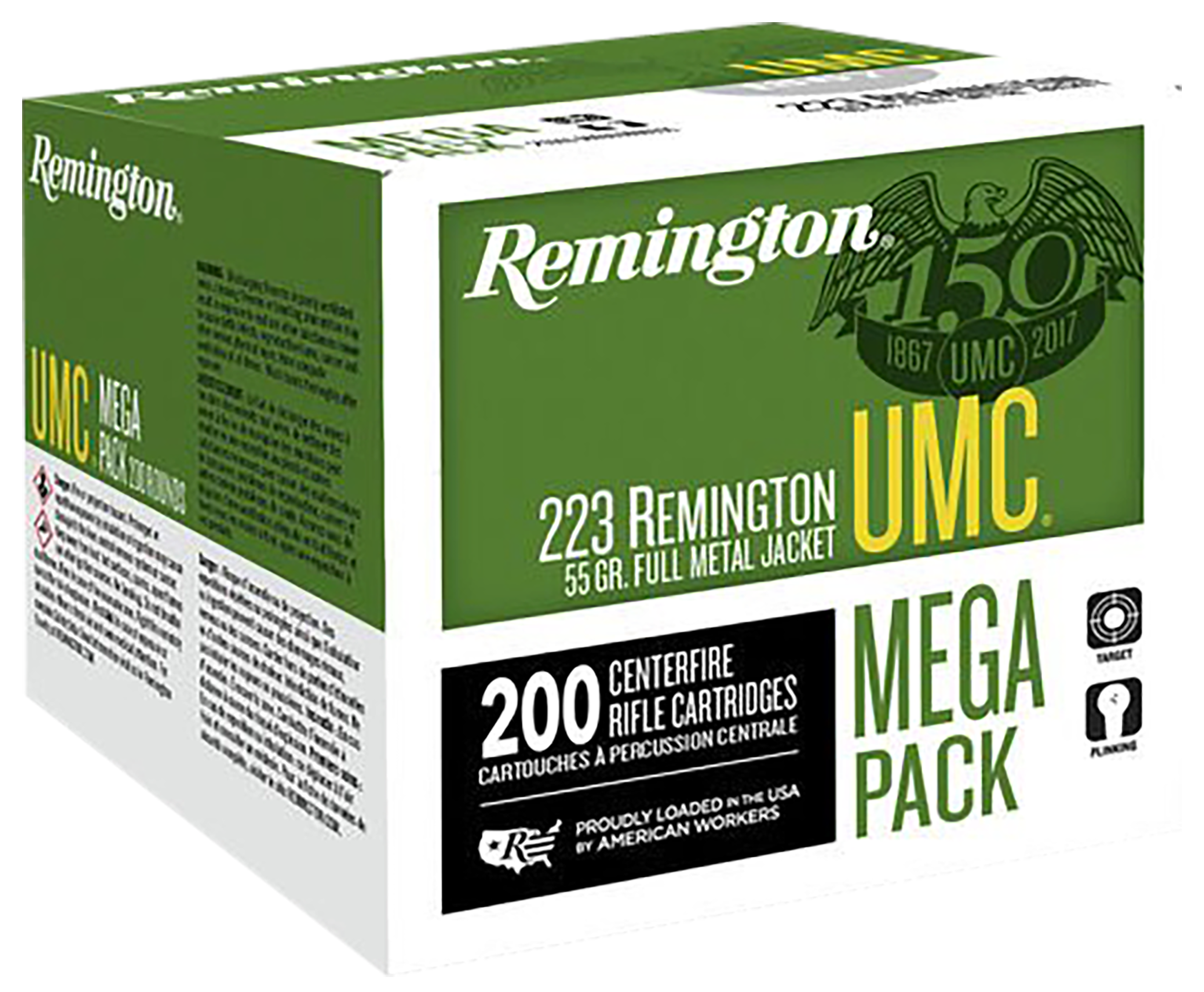 Remington Ammunition 23683 UMC Mega Pack 223Rem 55gr Full Metal Jacket 200 Per Box/4 Case