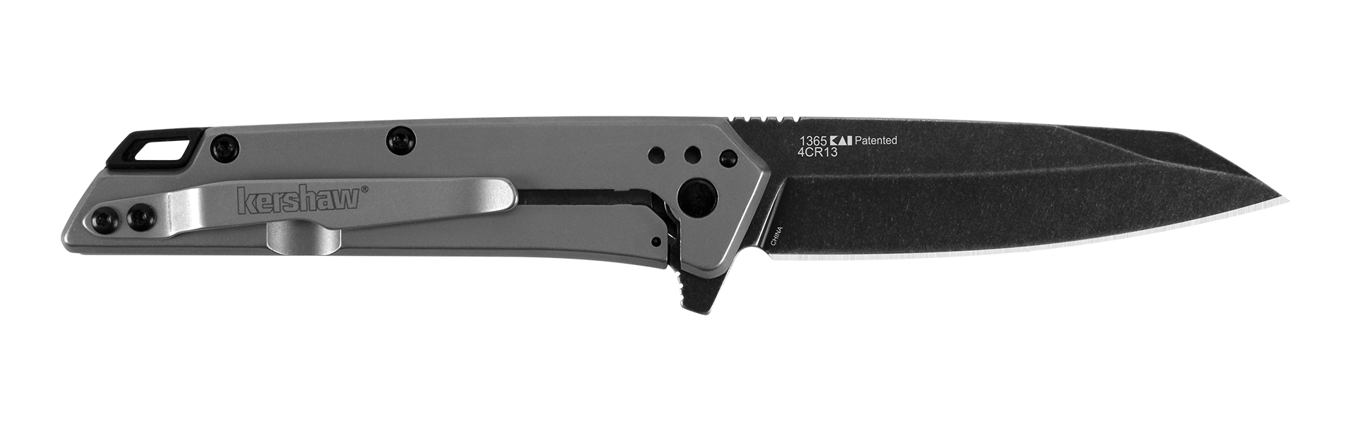 Kershaw 1365 Misdirect  2.90" Folding Reverse Tanto Plain Black Oxide Blackwash 4Cr14 Blade Gray Bead Blasted Stainless Steel Handle Includes Pocket Clip
