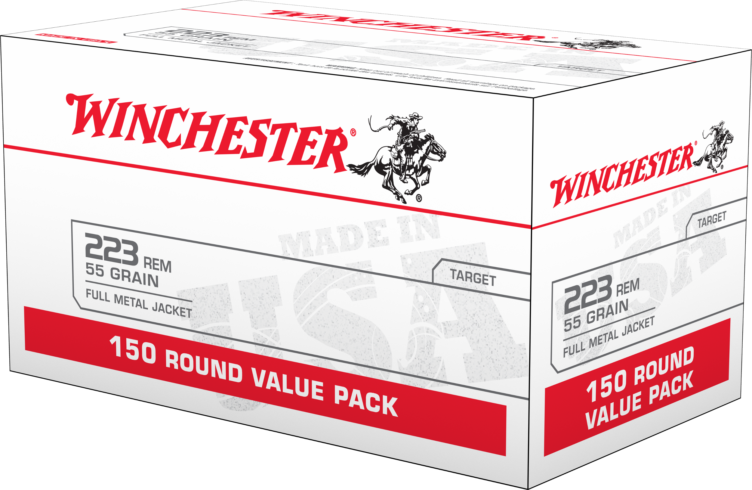 Winchester Ammo W223150 USA  223Rem 55gr Full Metal Jacket 150 Per Box/4 Case *Value Pack