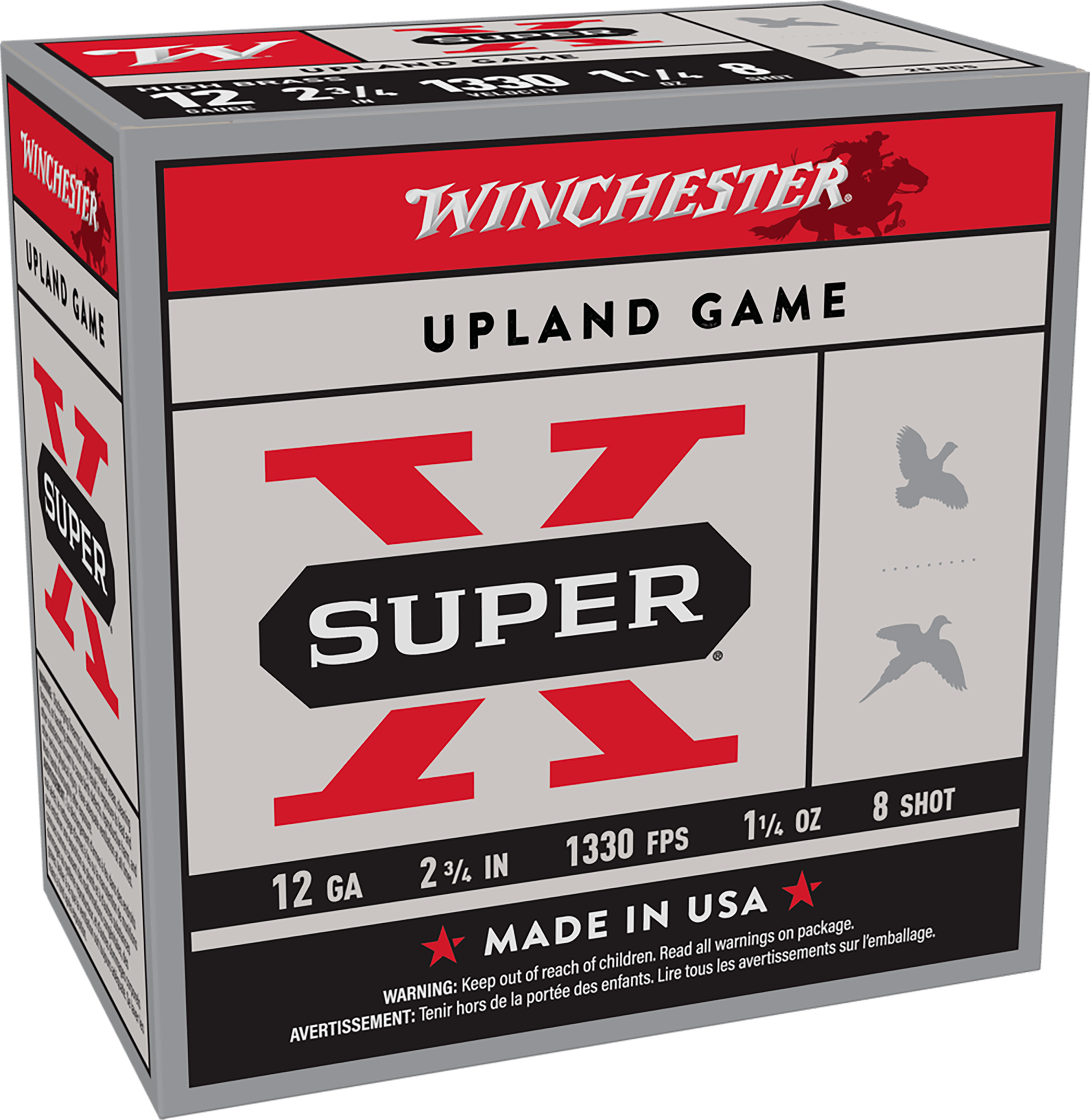 Winchester Ammo X128 Super X Heavy Game Load High Brass 12Gauge 2.75" 1 1/4oz 8Shot 25 Per Box/10 Case