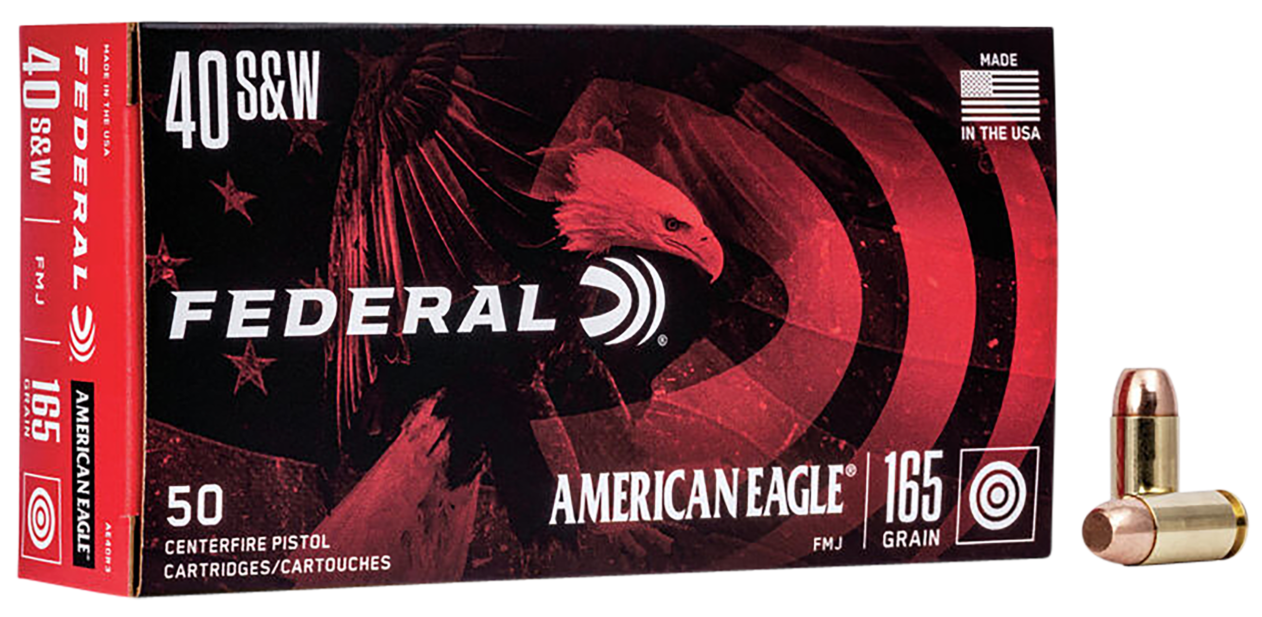 Federal AE40R3 American Eagle Handgun 40S&W 165gr Full Metal Jacket 50 Per Box/20 Case