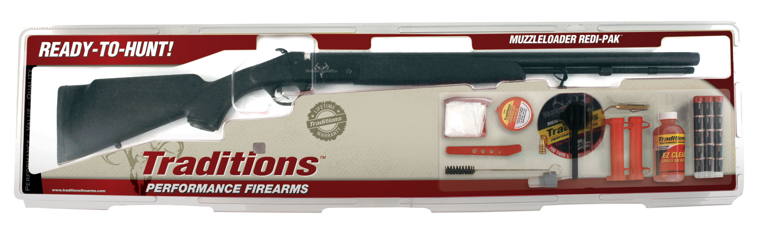 Traditions RC572000840 Buckstalker XT 50 Cal 209 Primer 24" Blued Barrel/Rec Black Synthetic Stock Redi-Pack