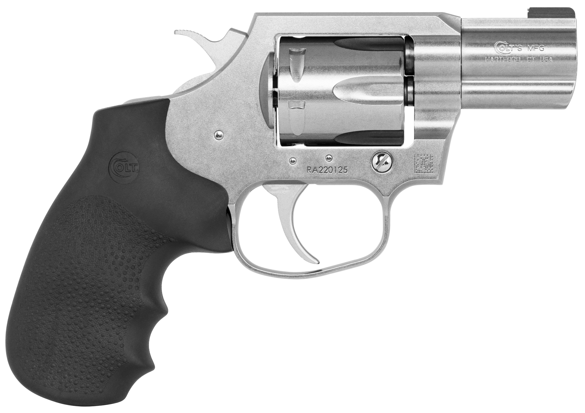 Colt Mfg KCOBRASB2BBS King Cobra Carry 357 Mag 6 Shot 2" DA/SA Brushed Stainless Steel Barrel, Cylinder & Frame, Black Hogue Rubber w/Finger Grooves Grip