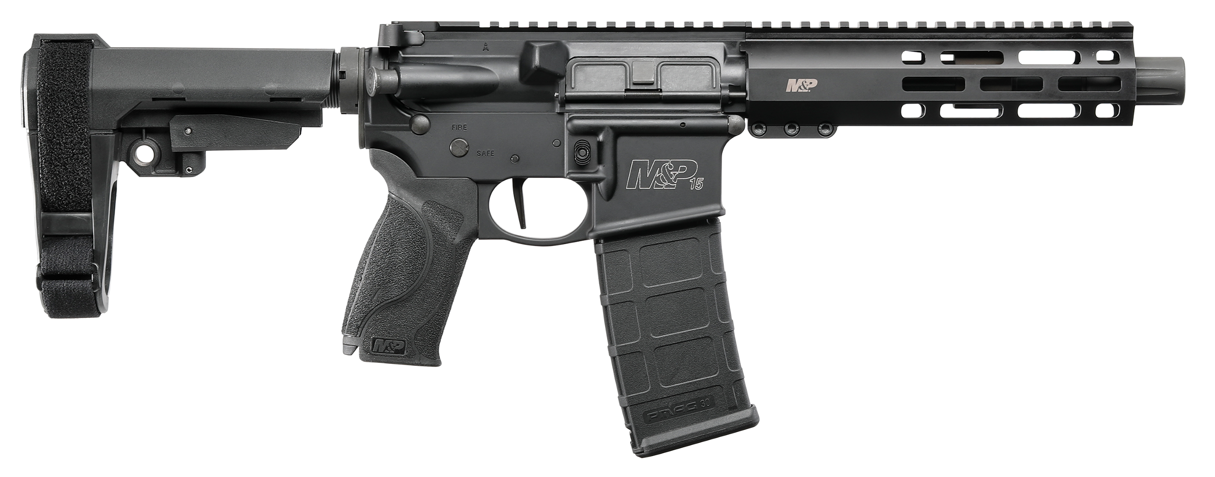 Smith & Wesson 13320 M&P15 Pistol 223 Rem,5.56 NATO 30+1 7.50" Black Armornite Barrel Matte Black Rec Black Adjustable Arm Brace Stock Black Interchangeable Palmswell Grip Right Hand