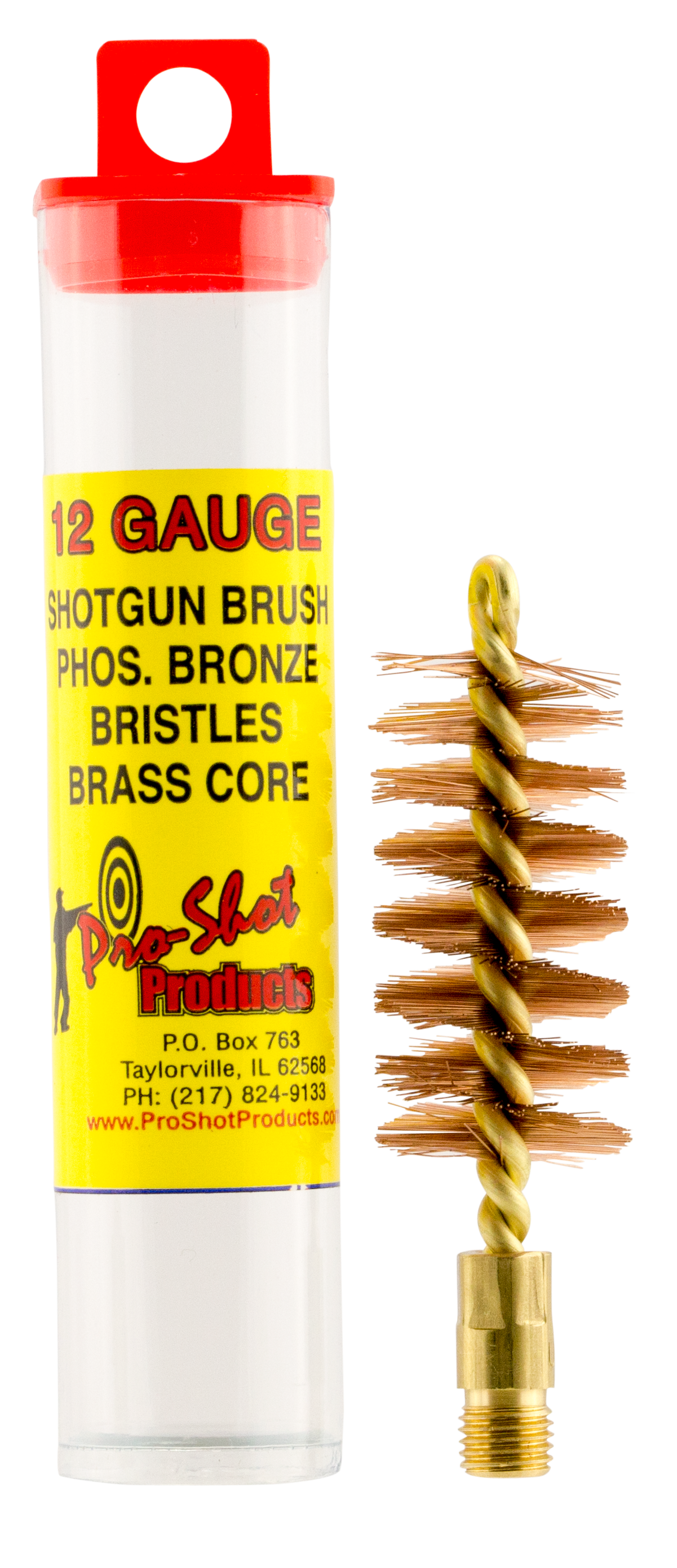 Pro-Shot 12S Bore Brush  12 Gauge Shotgun #5/16-27 Thread Bronze Bristles Looped Tip Brass Core
