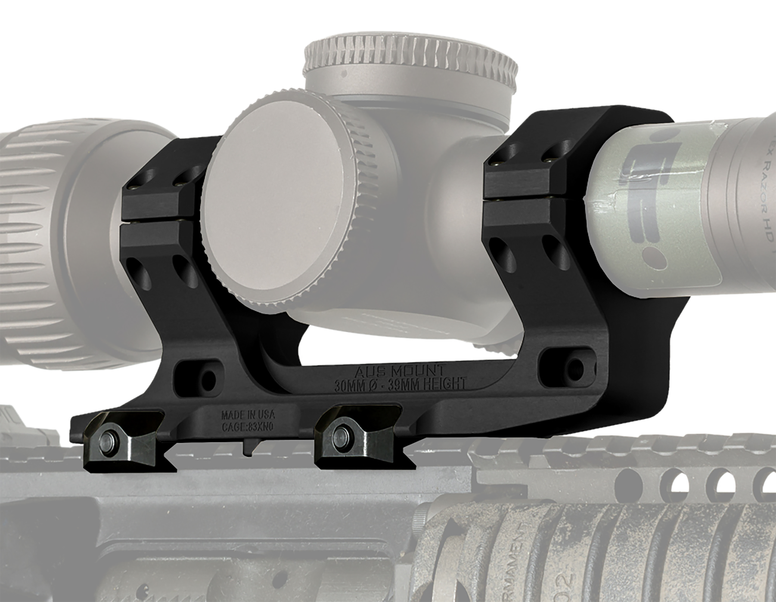 Reptilia LLC 100116 AUS Optic Mount Black 7075-T6 Aluminum 30mm Tube Mil-Spec 1913 Picatinny Rail Mount