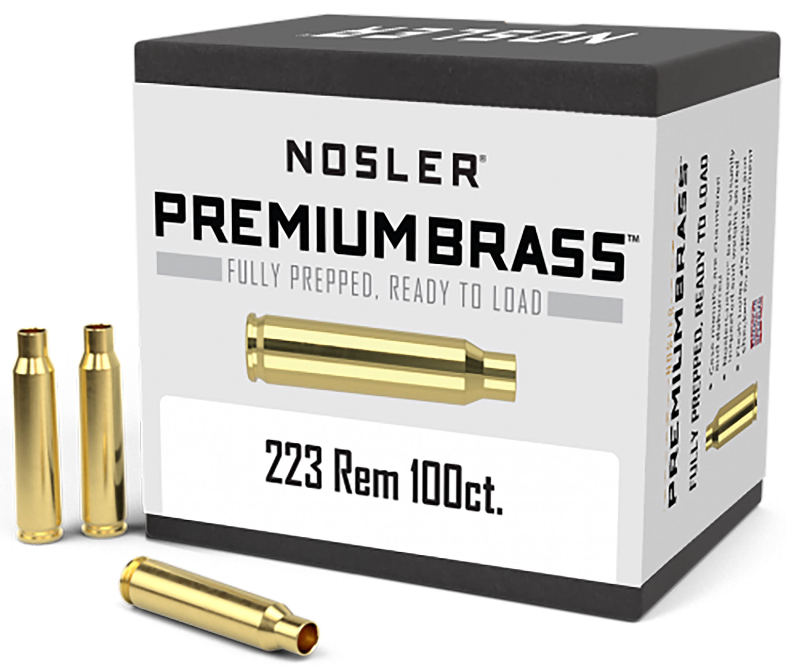Nosler 10098 Premium Brass Unprimed Cases 223Rem Rifle Brass 100/Box