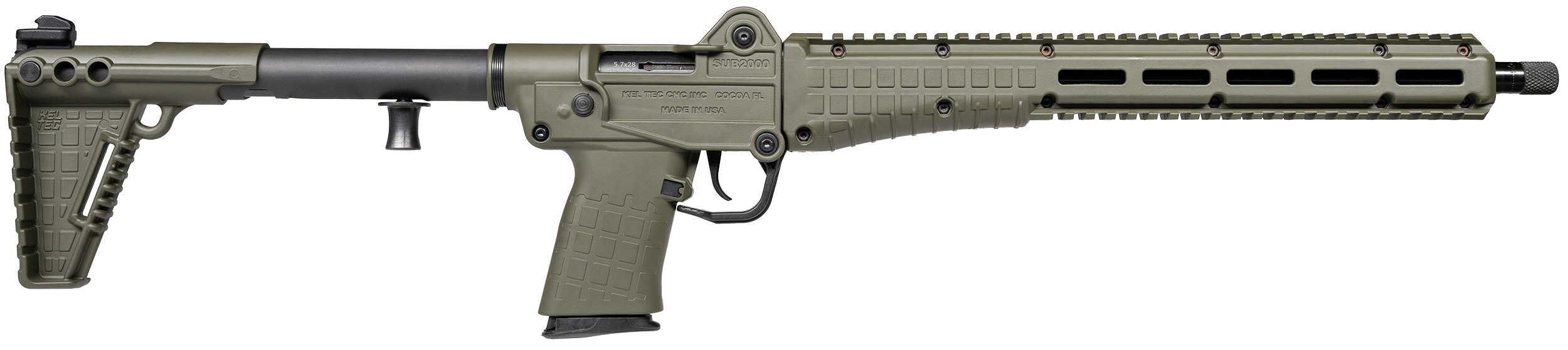 Kel-Tec SUB2K57GRN SUB2000 Gen3 5.7x28mm 20rd 16.15" Green Polymer Stock