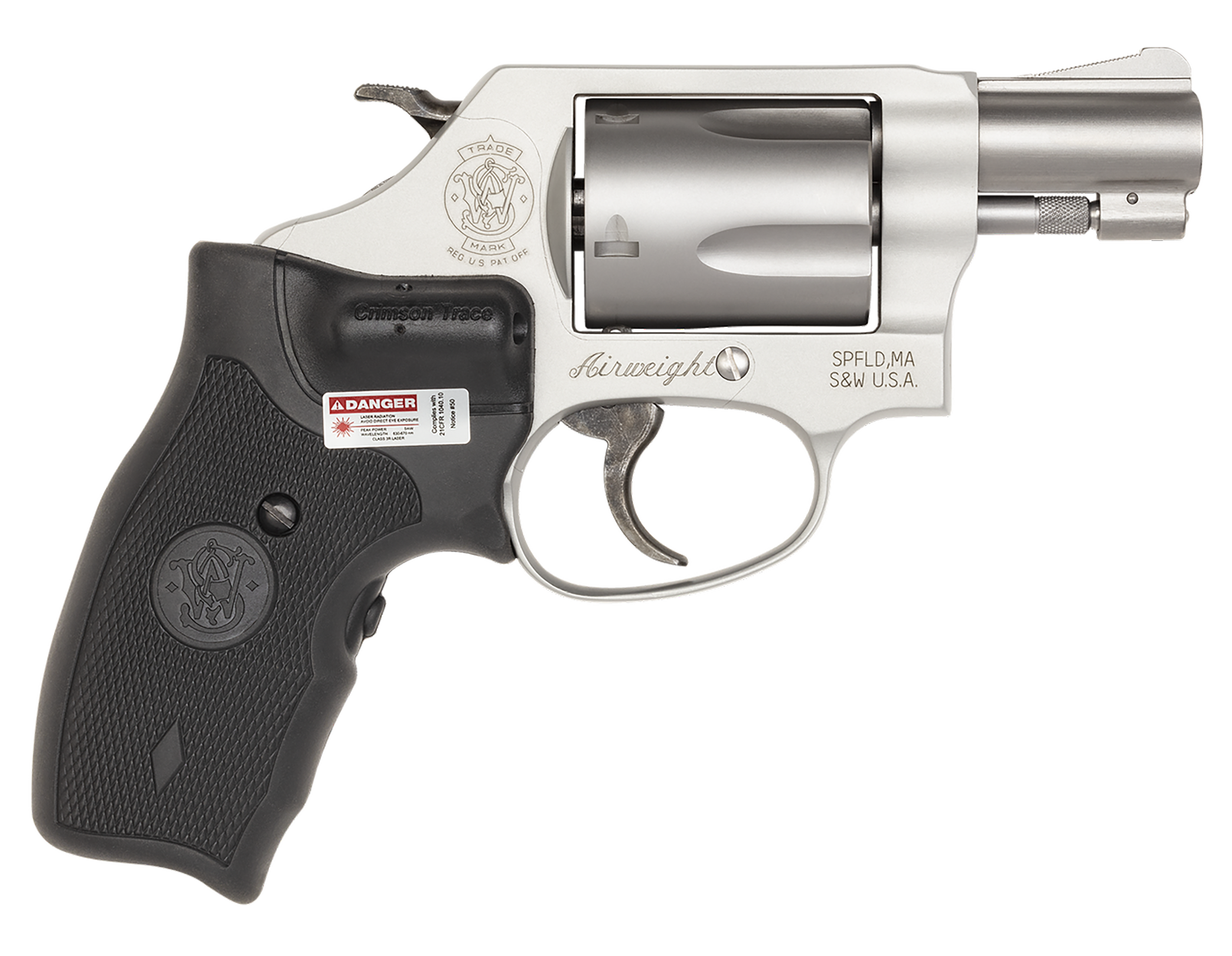 Smith & Wesson 163052 Model 637 w/Laser J-Frame 38 Special +P 5 Shot 1.88" Stainless Steel Barrel, Stainless Cylinder, Matte Silver Aluminum Frame, Black Crimson Trace Lasergrip