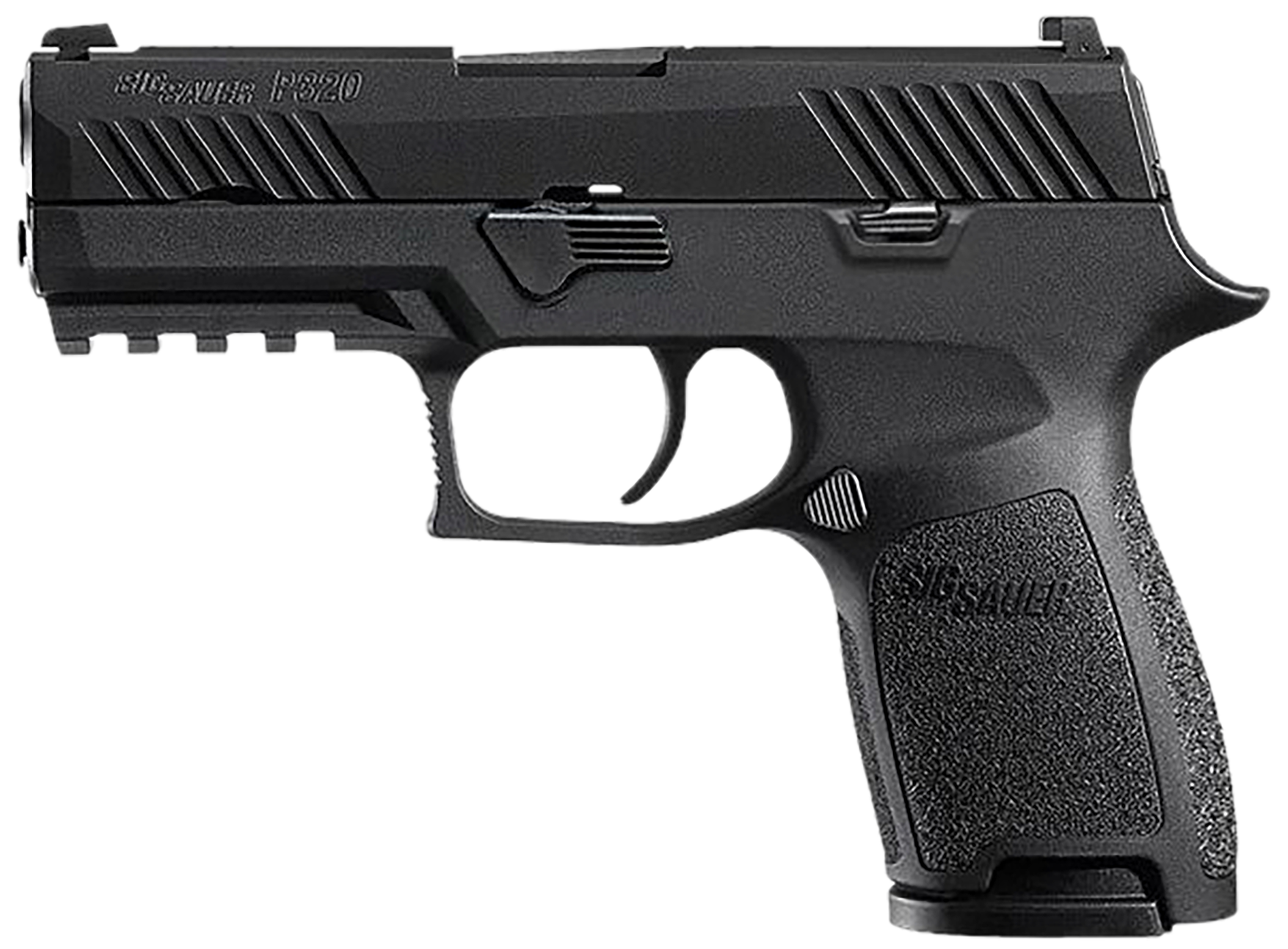 Sig Sauer 320C45BSS P320  Compact 45 ACP 9+1 3.90" Black Carbon Steel Barrel, Black Nitron Serrated Slide, Black Stainless Steel Frame w/Picatinny Rail Black Polymer Grips Right Hand
