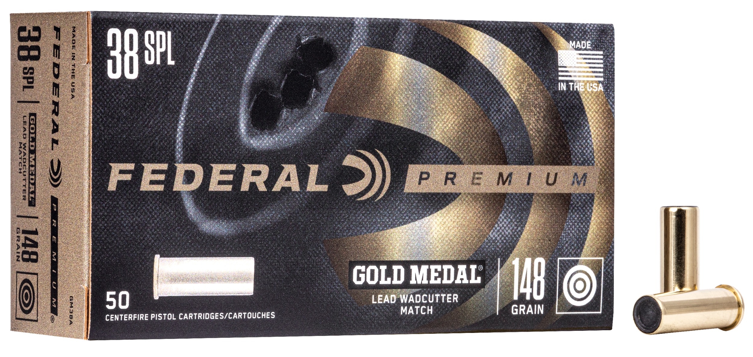 Federal GM38A Premium Gold Medal 38Special 148gr Lead Wadcutter 50 Per Box/20 Case