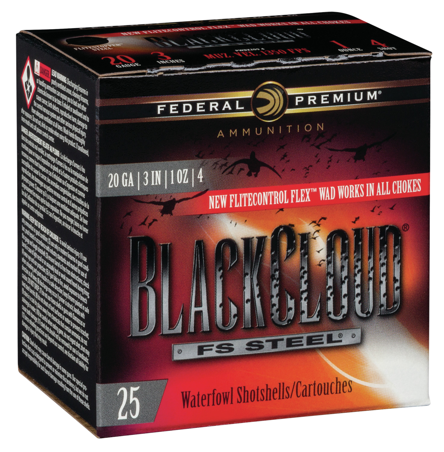 Federal PWBX2094 Black Cloud FS 20Gauge 3" 1oz 4Shot 25 Per Box/10 Case