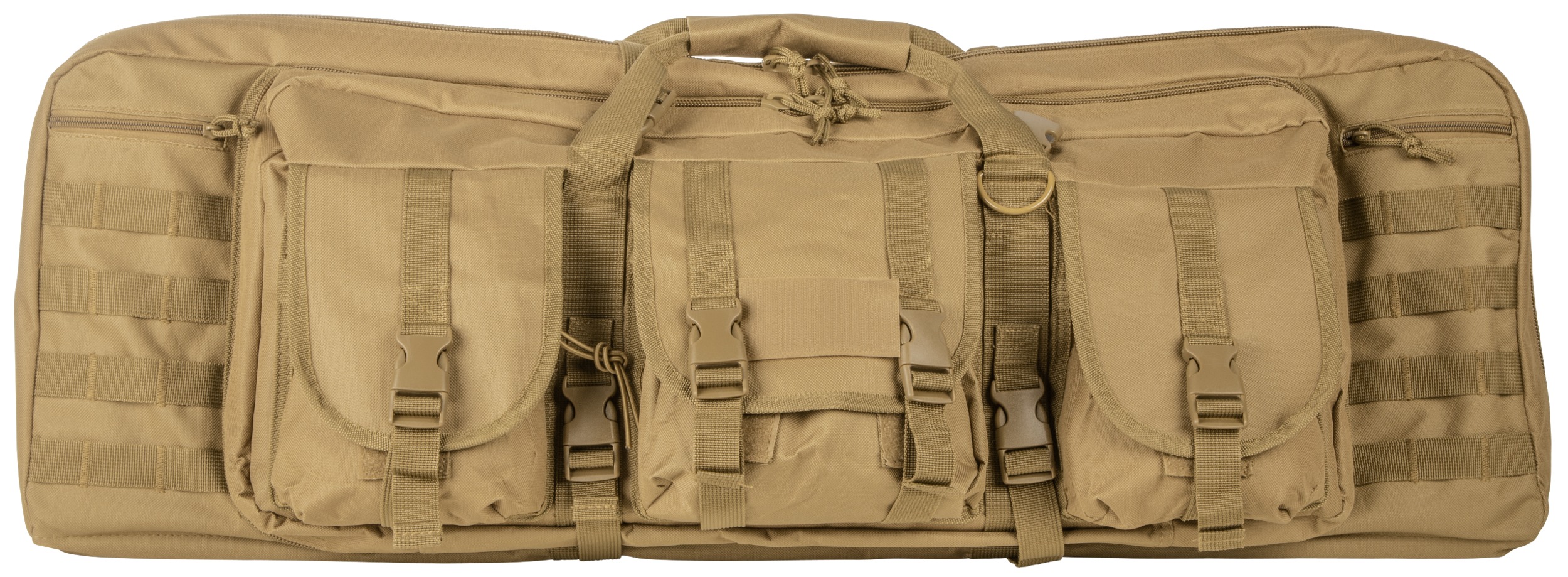 NcStar CVDC2946T42 VISM Double Carbine Case Tan PVC Nylon w/ Foam Padding Lockable Zippers Pockets & MOLLE Webbing