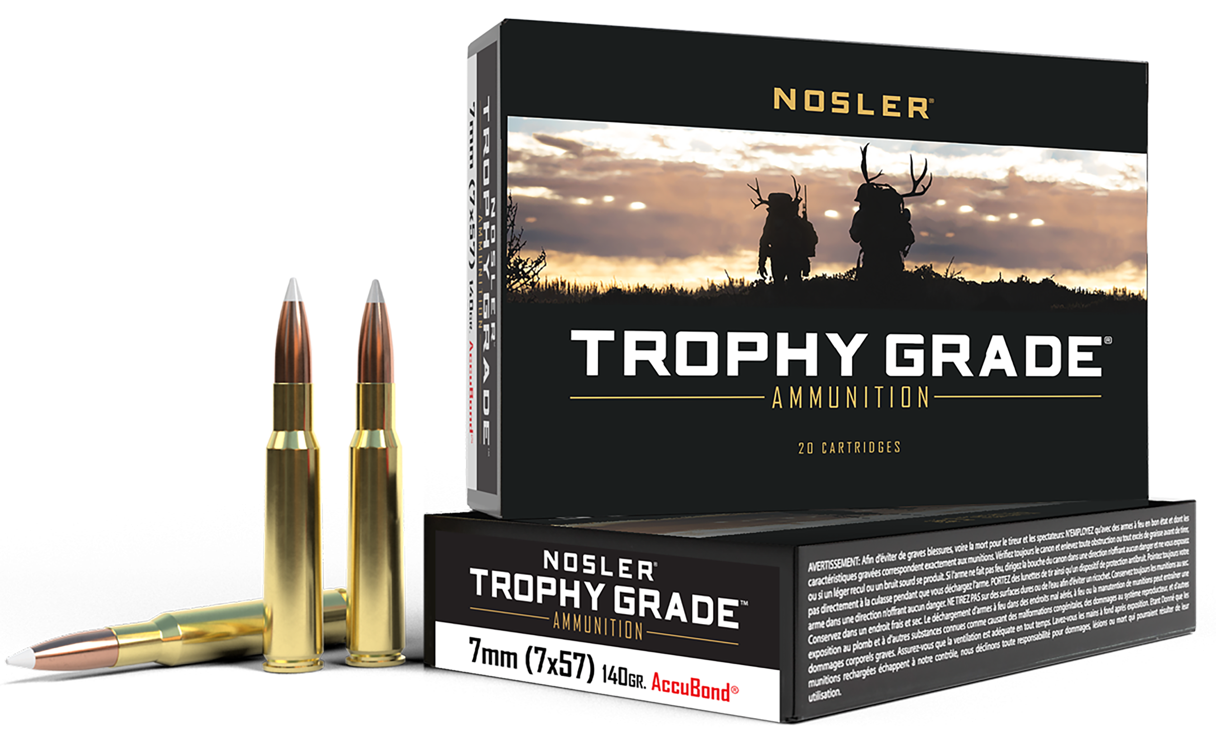 Nosler 47118 Trophy Grade  7x57mmMauser 140gr Nosler AccuBond 20 Per Box/10 Case