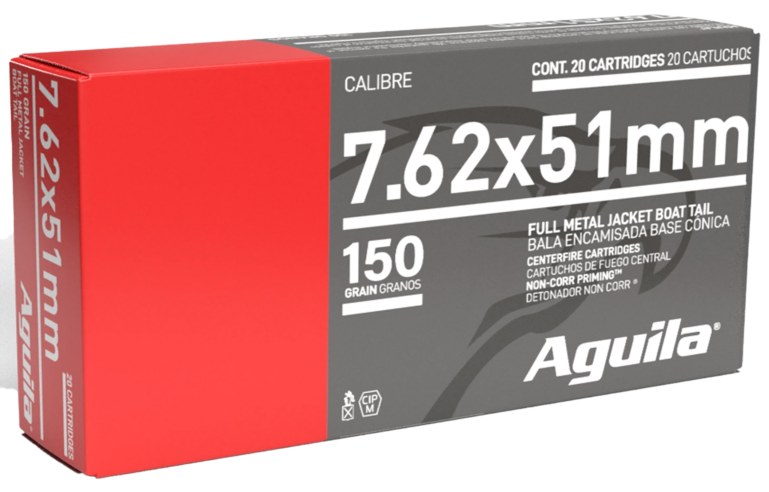 Aguila 1E762110   7.62x51mm NATO 150gr Full Metal Jacket Boat Tail 20 Per Box/25 Case